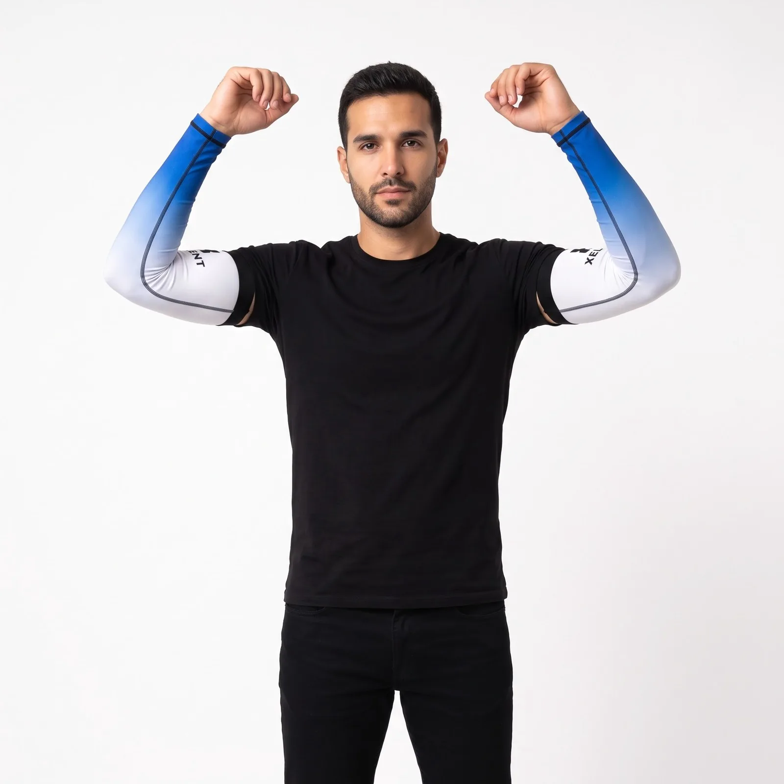 Cycling Sun Sleeves Polyester Spandex Sublimated Custom Logo OEM Wholesale — front view