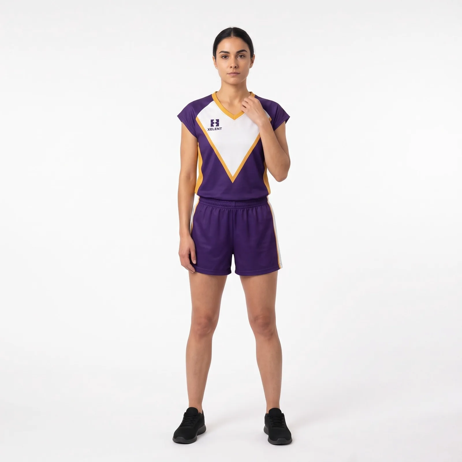Girls Flag Football Uniform Set Polyester Pockets Custom Logo OEM Wholesale — front view