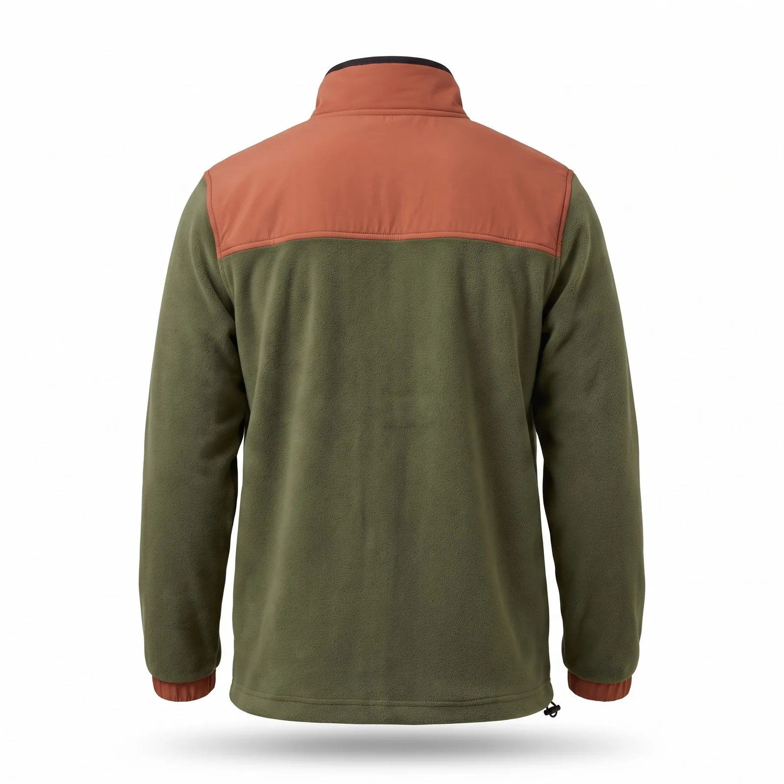 Custom Fleece Half Zip Colour Block Polar Fleece 300 GSM Chest Pocket Embroidered Outdoor Pullover OEM Wholesale — back view