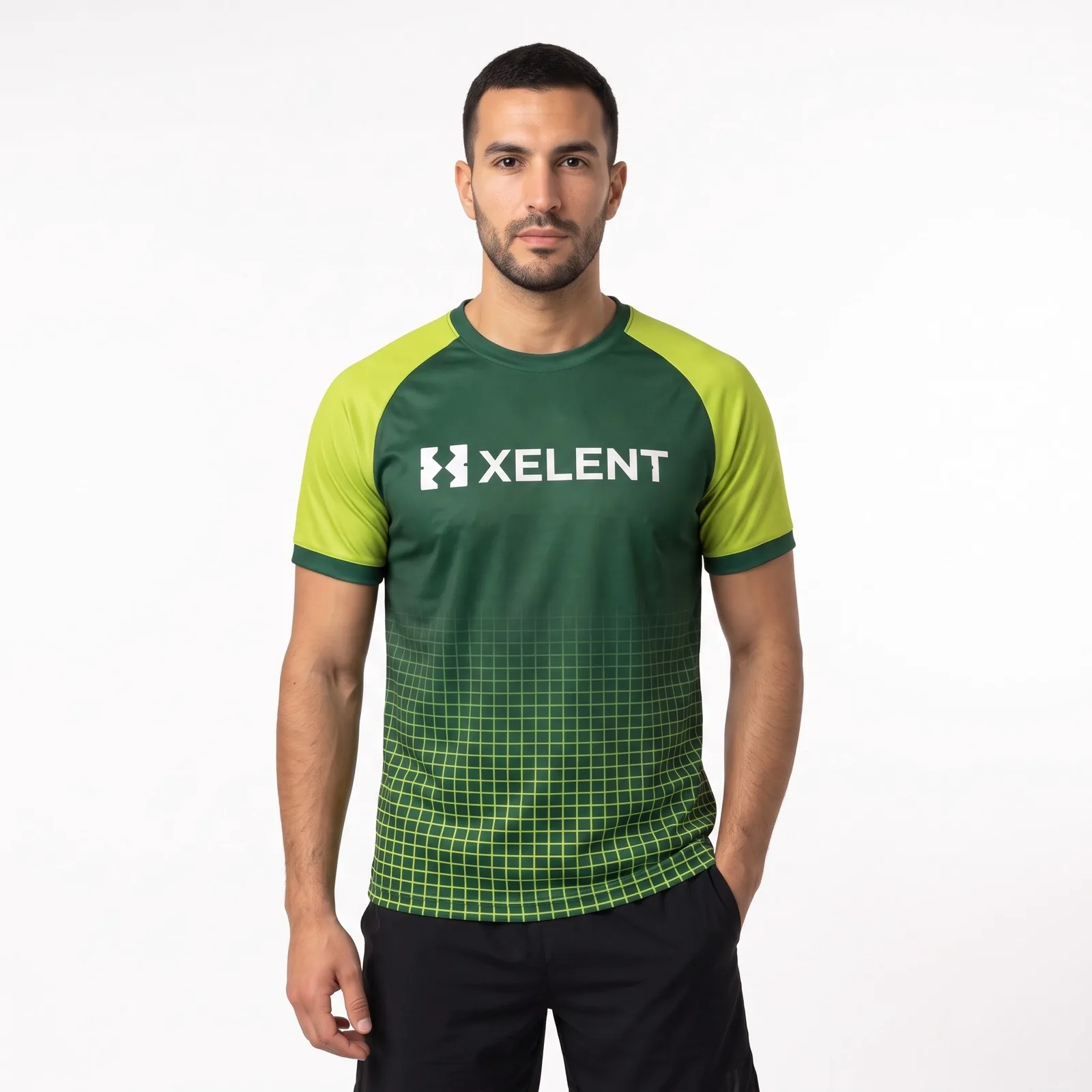 Men's Padel Sublimated Crew Match Shirt Polyester Sublimated Custom Logo OEM Wholesale — front view