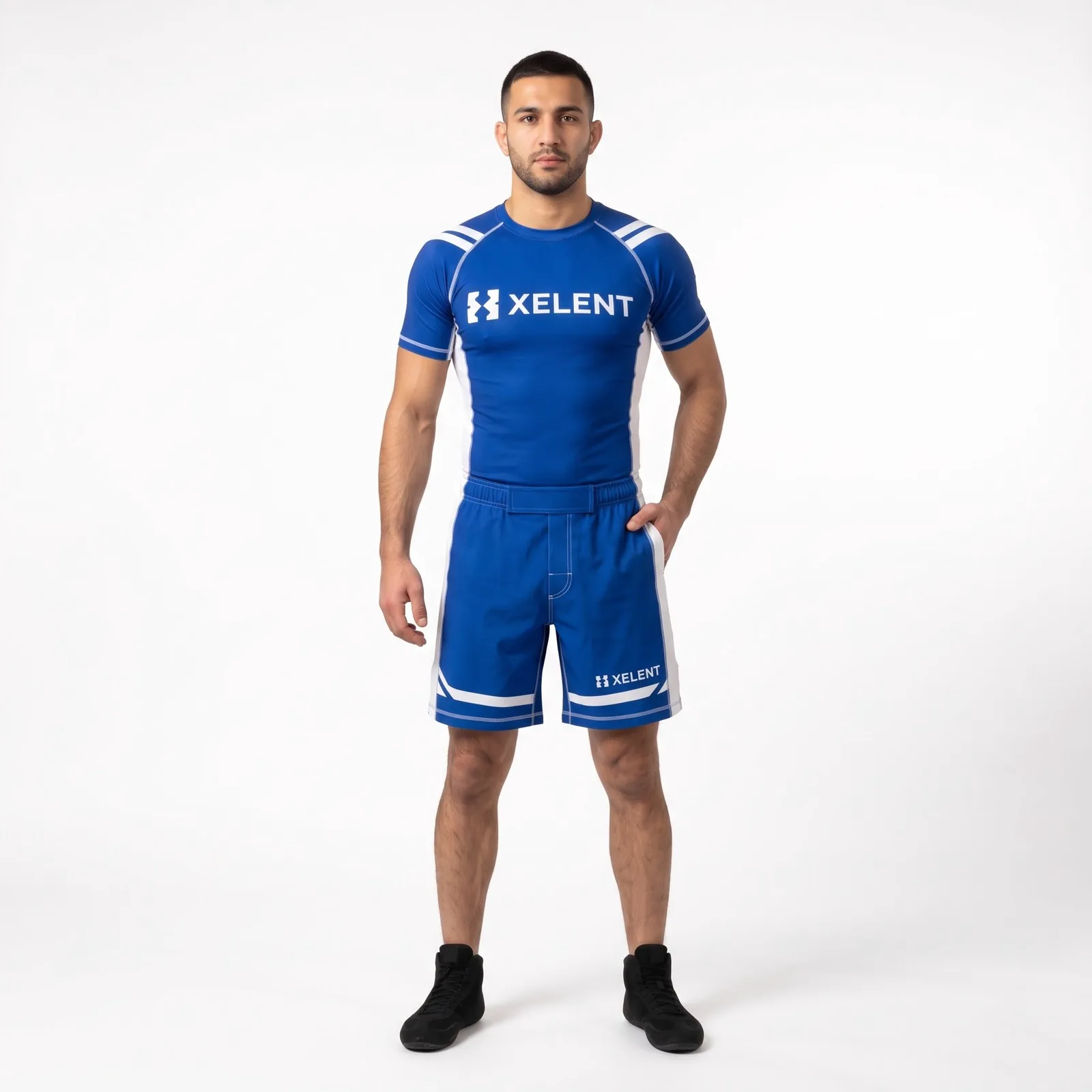 Two-Piece Wrestling Uniform Stretch Sublimated Stretch Custom Logo OEM Wholesale — front view