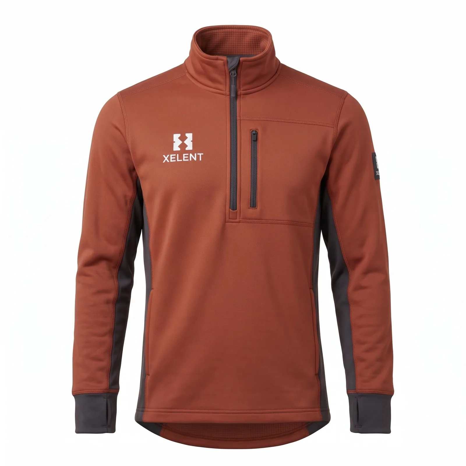 Custom Grid Fleece Quarter-zip Mid Layer 260GSM OEM Wholesale — front view