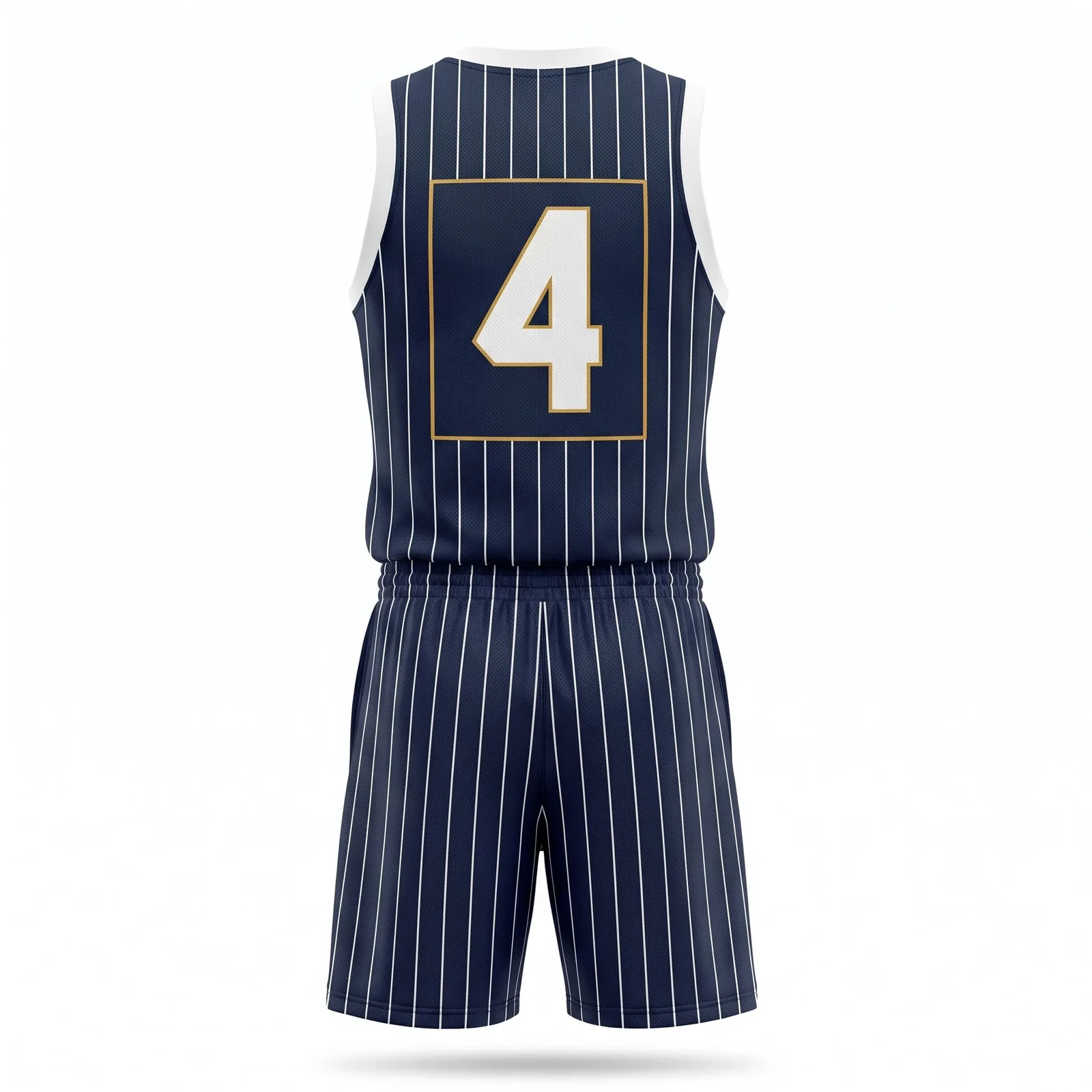 Custom Basketball Uniform Set Pinstripe Sublimated Jersey and Shorts Team Kit OEM — back view
