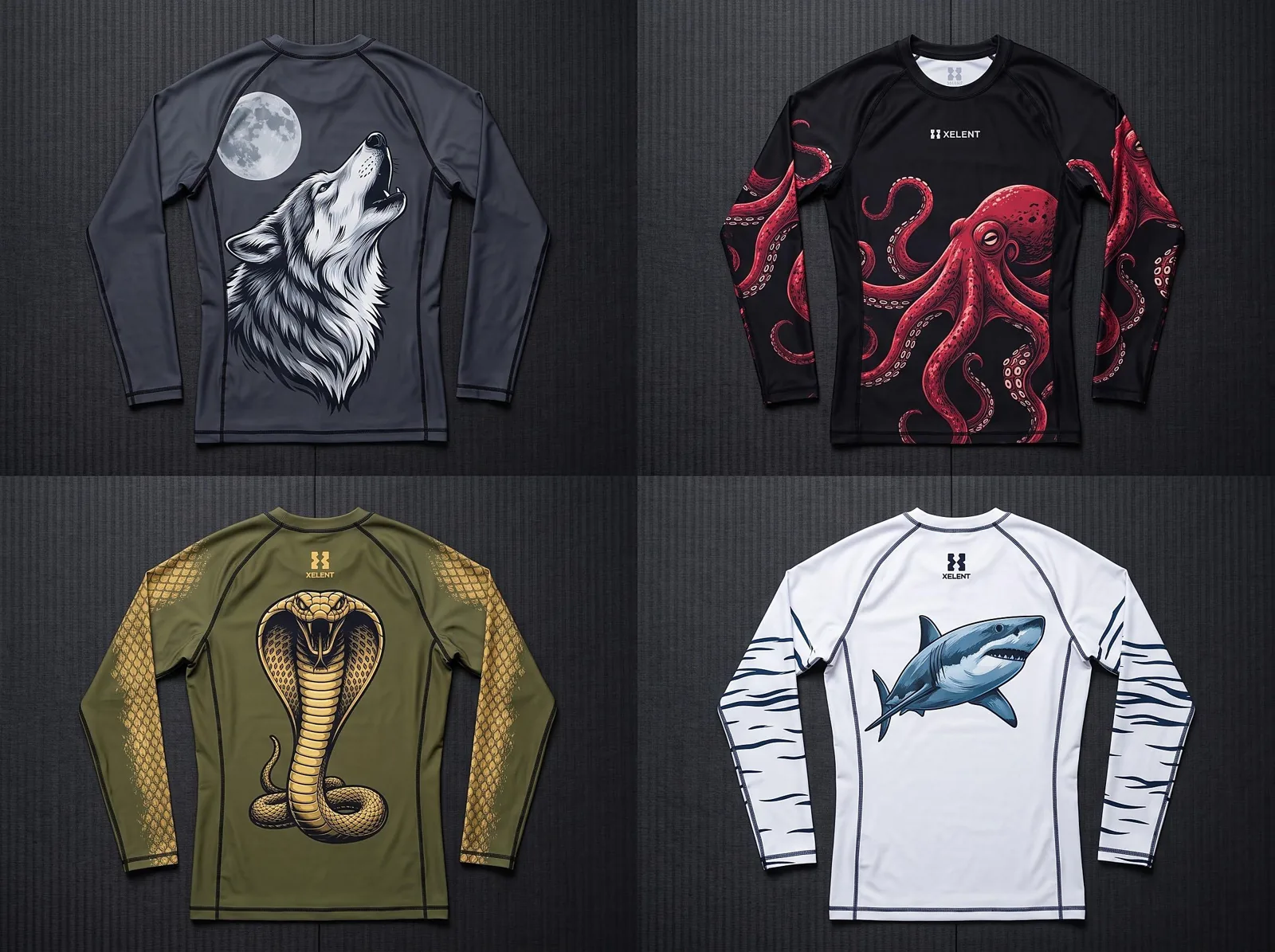 Animal BJJ Rashguard Collection, Sublimated Custom BJJ Rash Guard, Wholesale OEM MMA Compression Shirt — front view