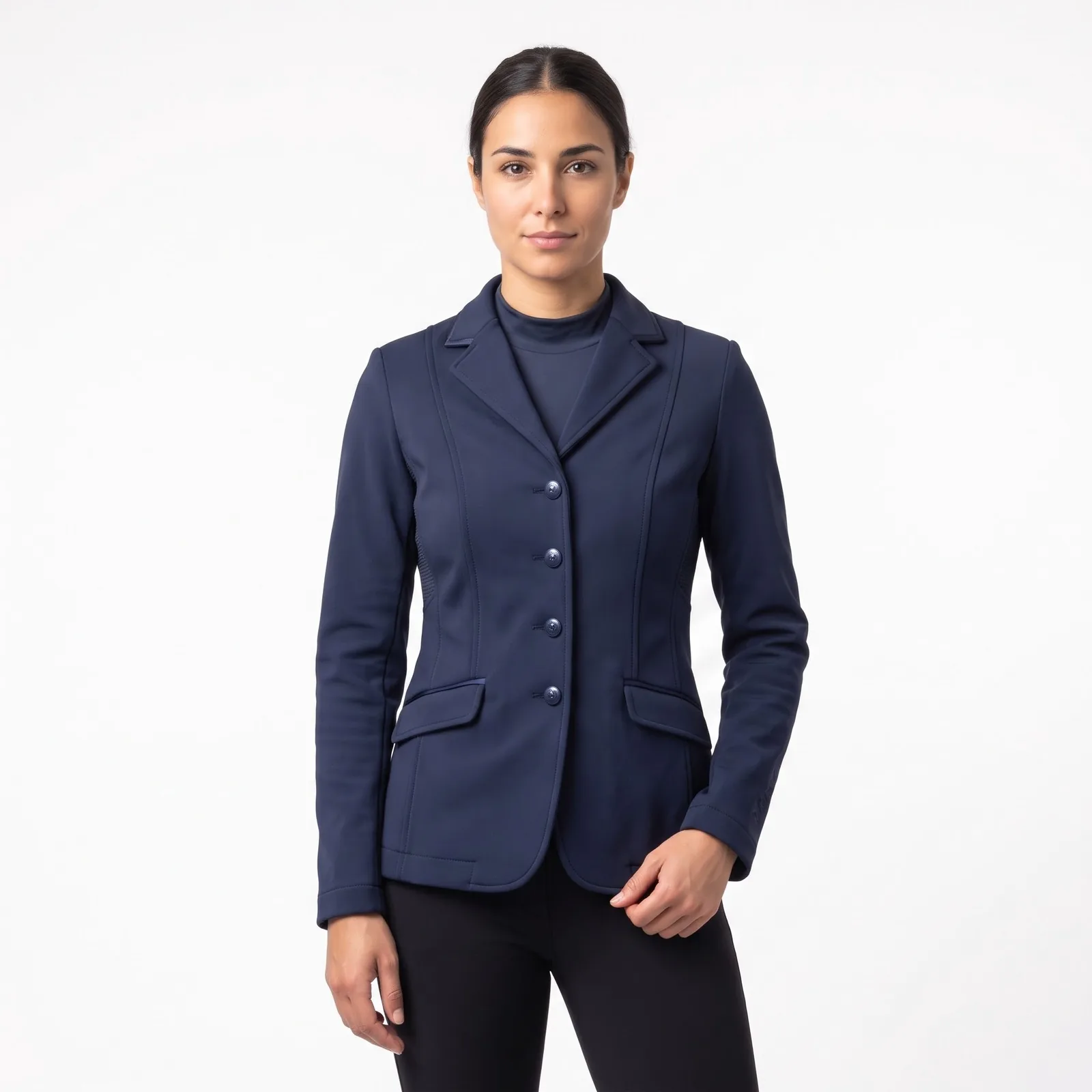 Women's Stretch Show Jacket Fleece Zip Pockets Embroidered Custom Logo OEM Wholesale — front view