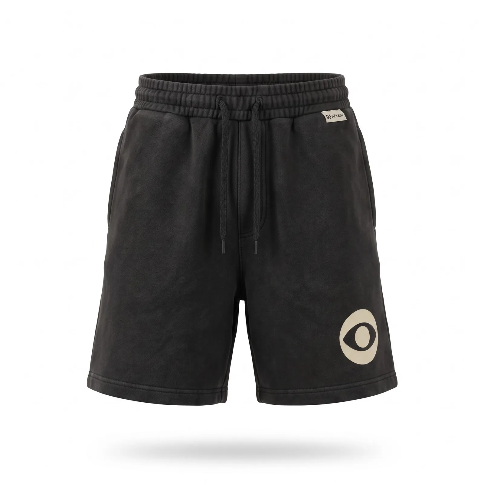 Custom Fleece Shorts 380 GSM Mineral Wash Heavyweight Cotton Wide Leg Skate Sweat Shorts OEM Wholesale — front view