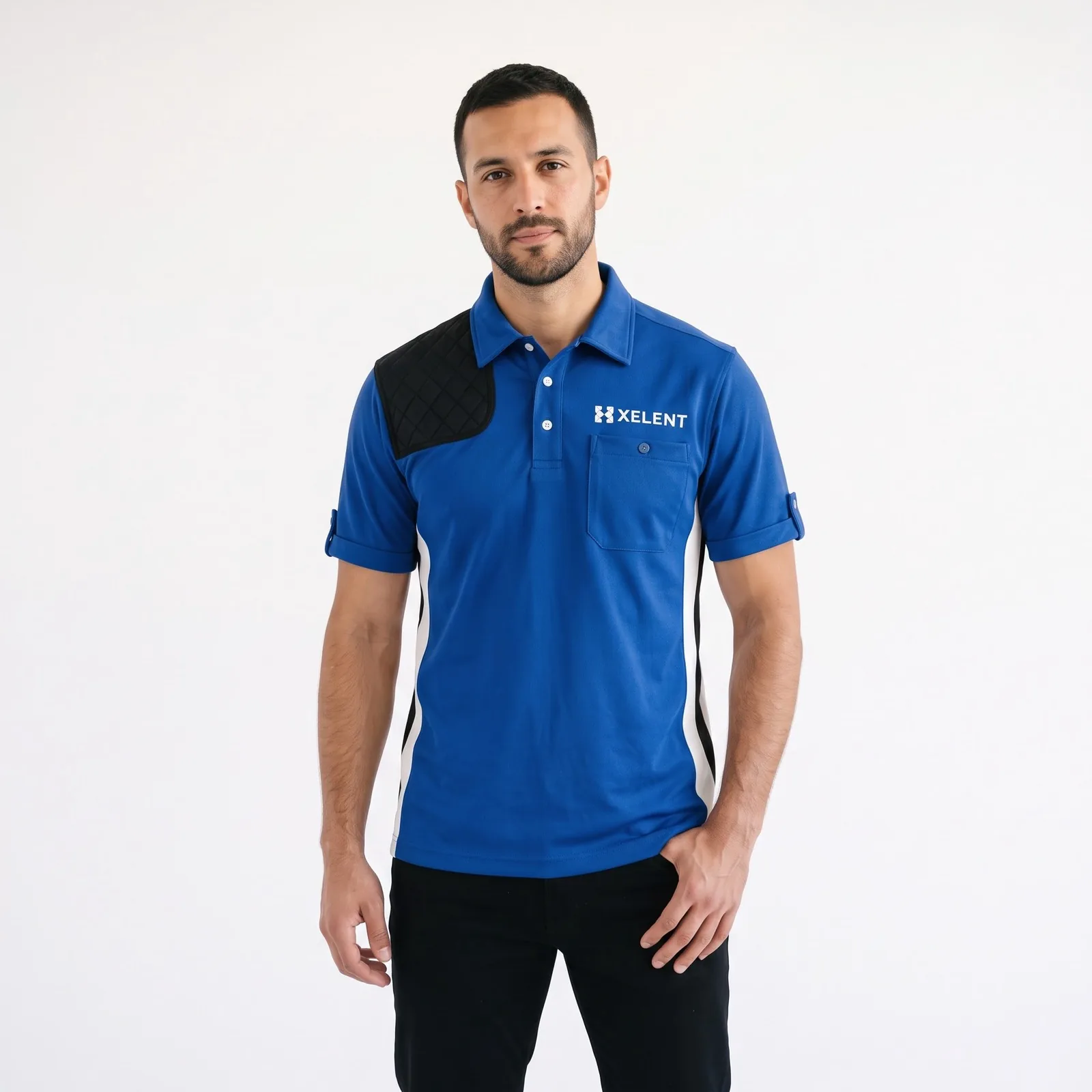 Trap and Skeet Shooting Shirt Polyester Spandex Quilted Pockets Custom Logo OEM Wholesale — front view