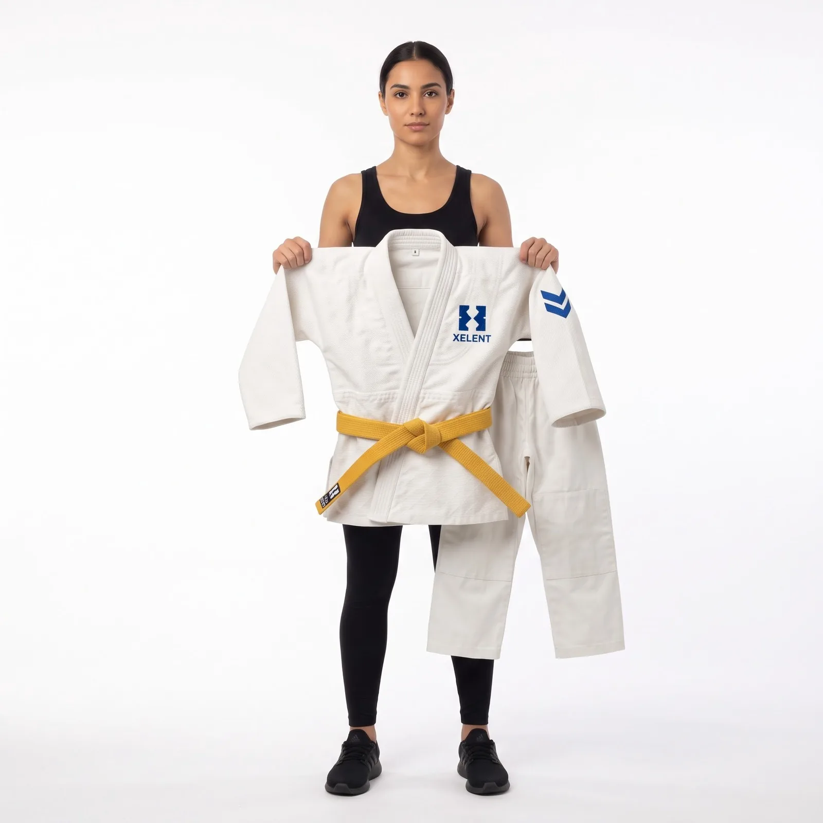 Kids Judo Gi Single Weave 350 gsm Cotton Canvas Quilted Embroidered Custom Logo OEM Wholesale — front view