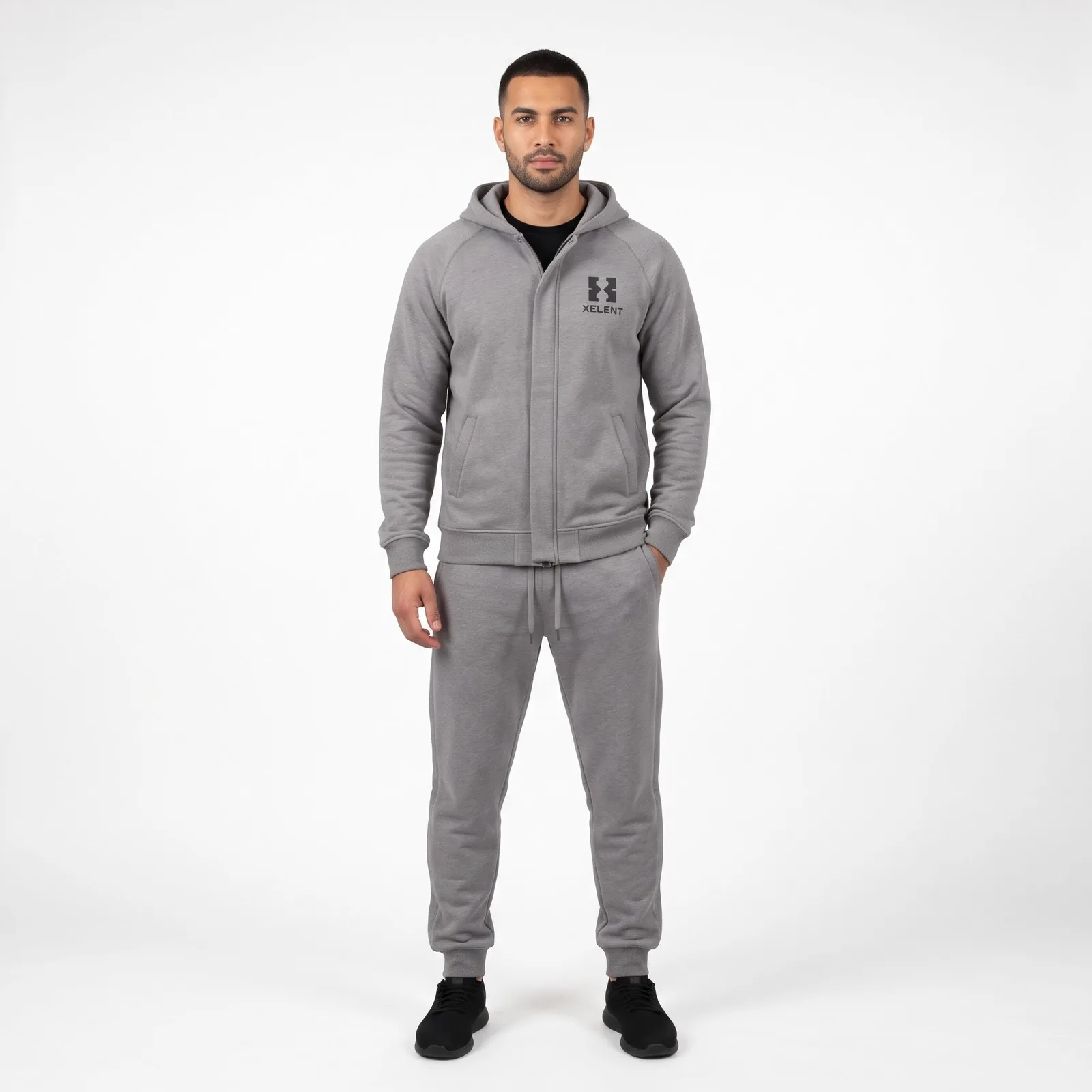Adaptive Magnetic-Closure Hoodie and Side-Open Joggers French Terry Zip Hooded Pockets Custom Logo OEM Wholesale — front view