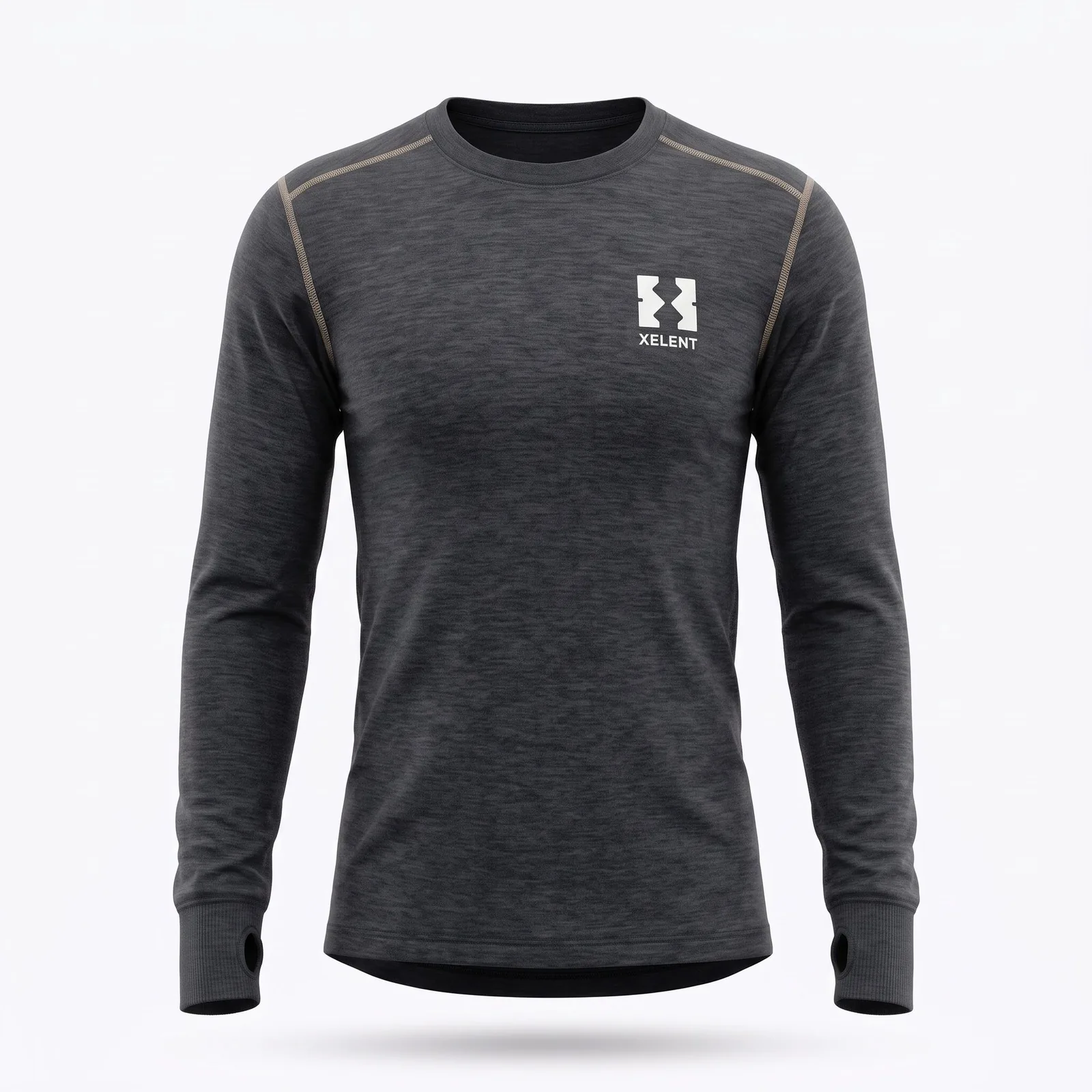 Custom Merino-blend Thermal Crew Base Layer Top 200 200GSM OEM Wholesale — front view