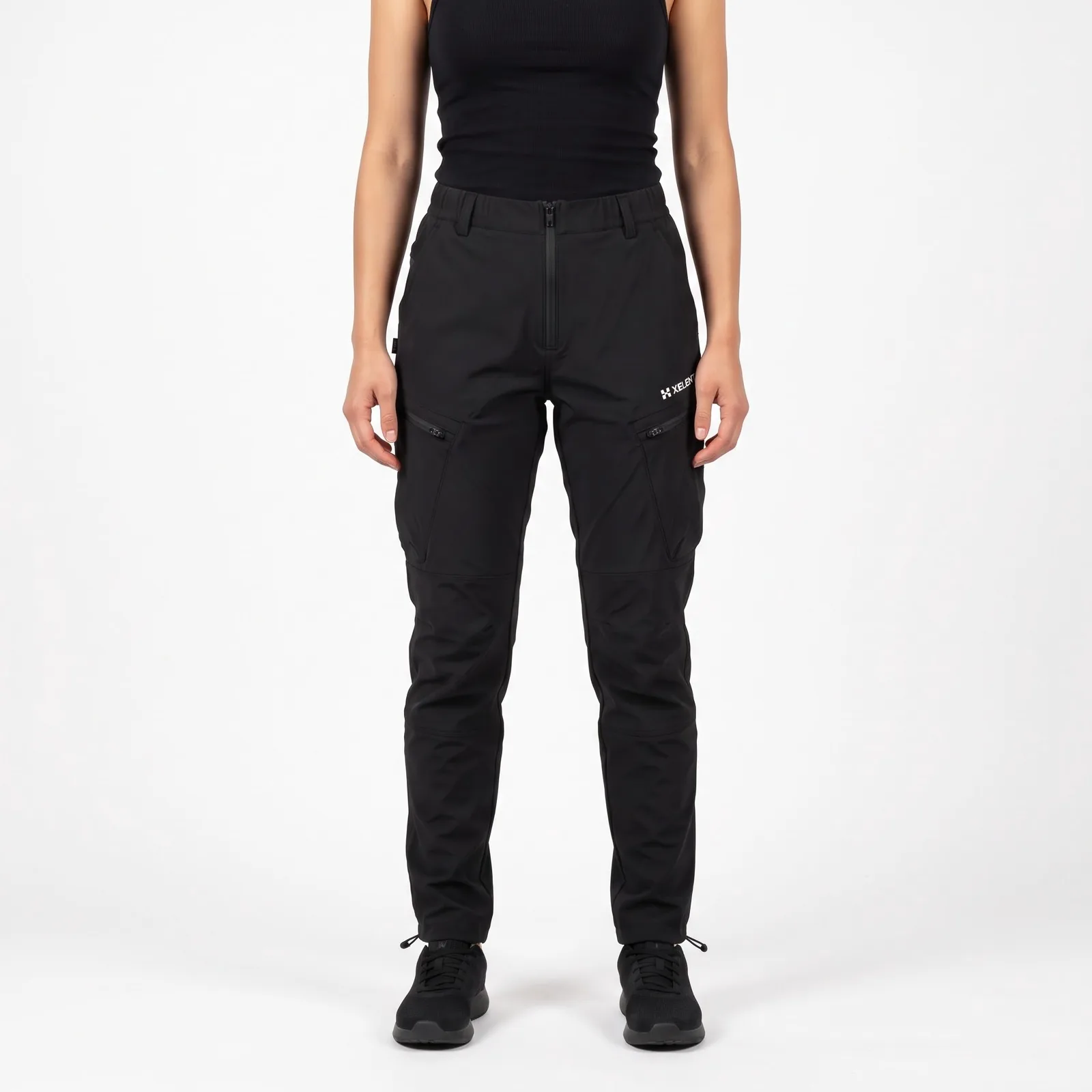 Women's Techwear Cargo Pants Stretch Zip Pockets Reflective Custom Logo OEM Wholesale — front view