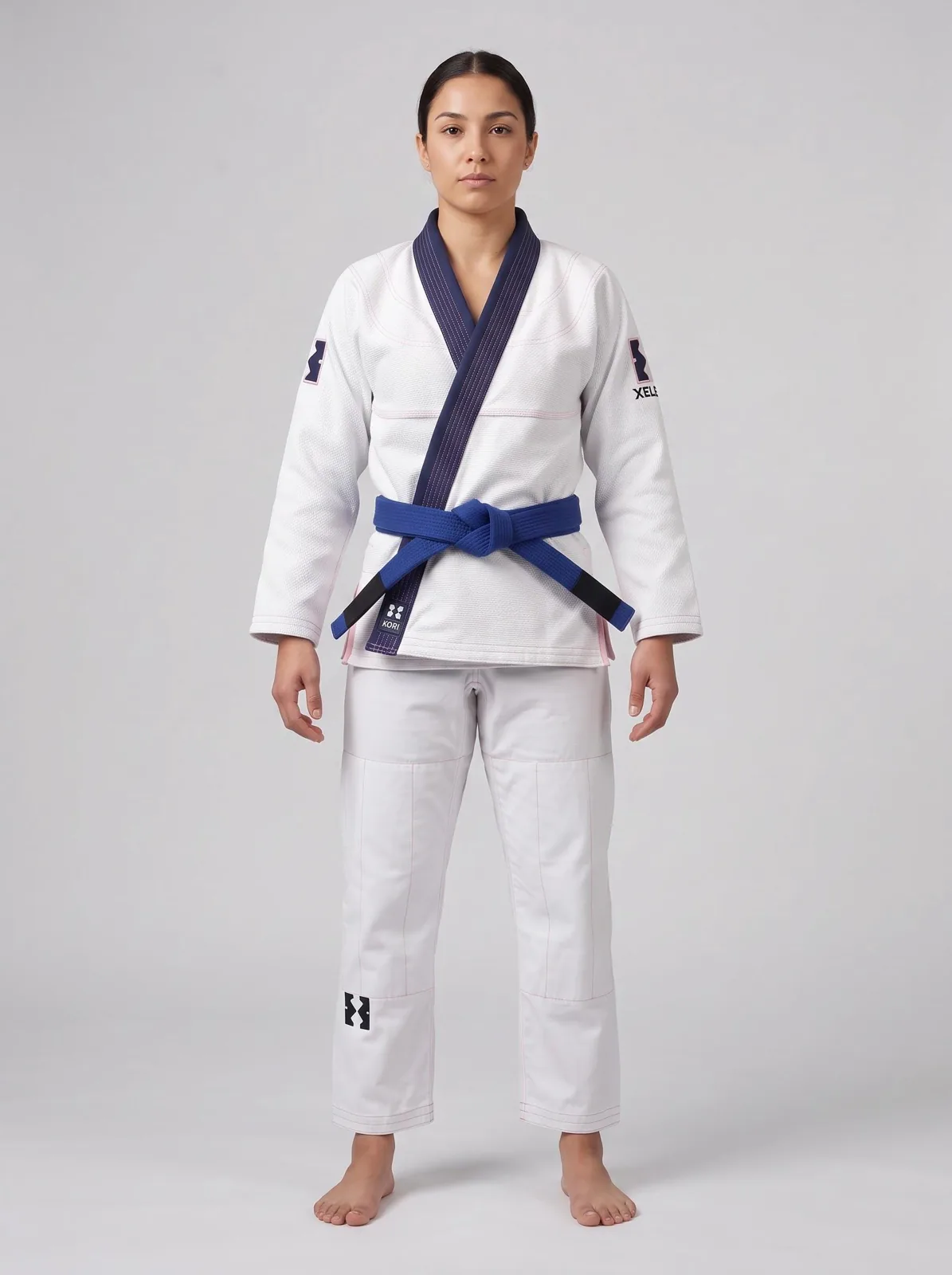 White BJJ Gi Origami Crane Sakura Embroidery, Custom OEM 450 GSM Pearl Weave Jiu Jitsu Kimono, Wholesale Manufacturer — back view