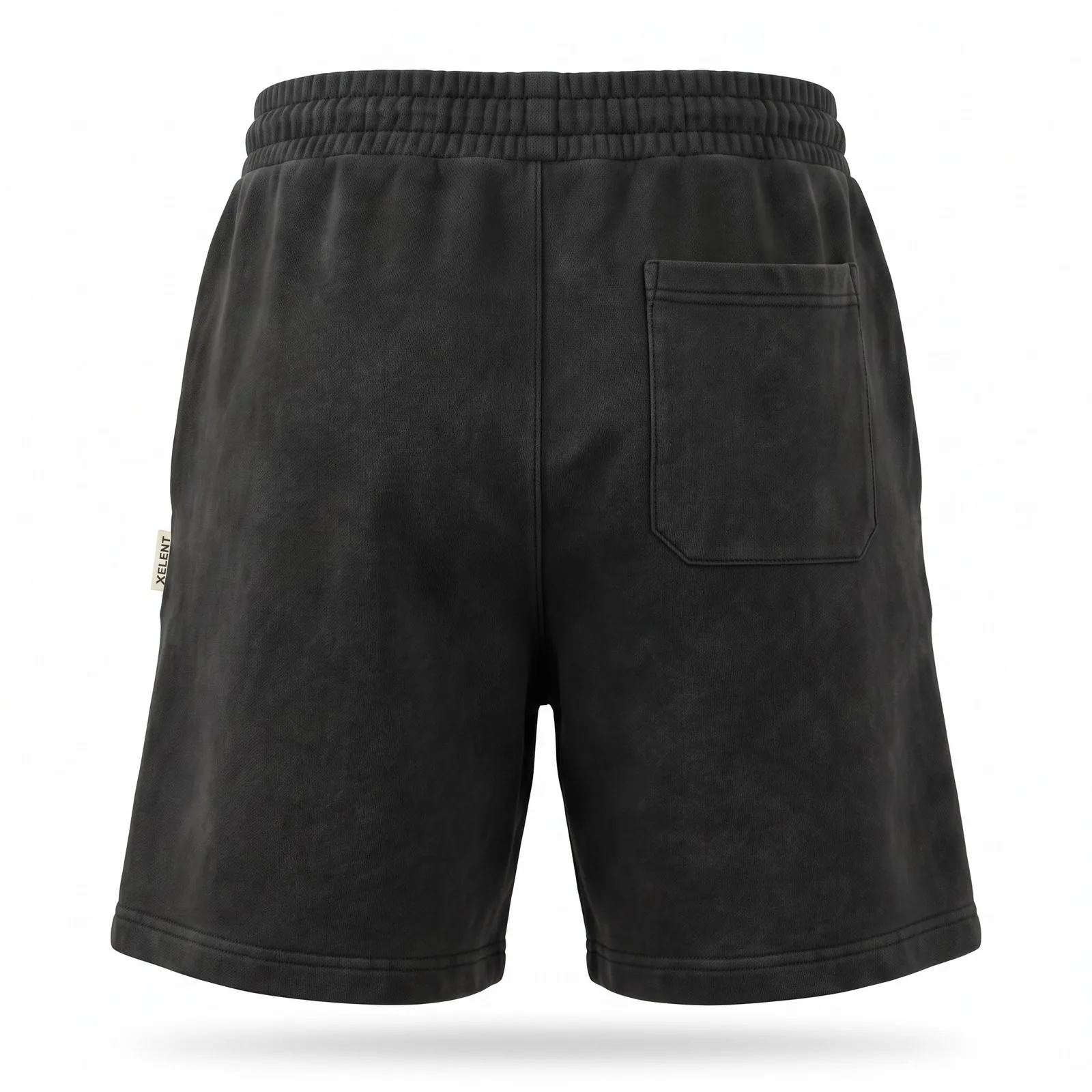 Custom Fleece Shorts 380 GSM Mineral Wash Heavyweight Cotton Wide Leg Skate Sweat Shorts OEM Wholesale — back view