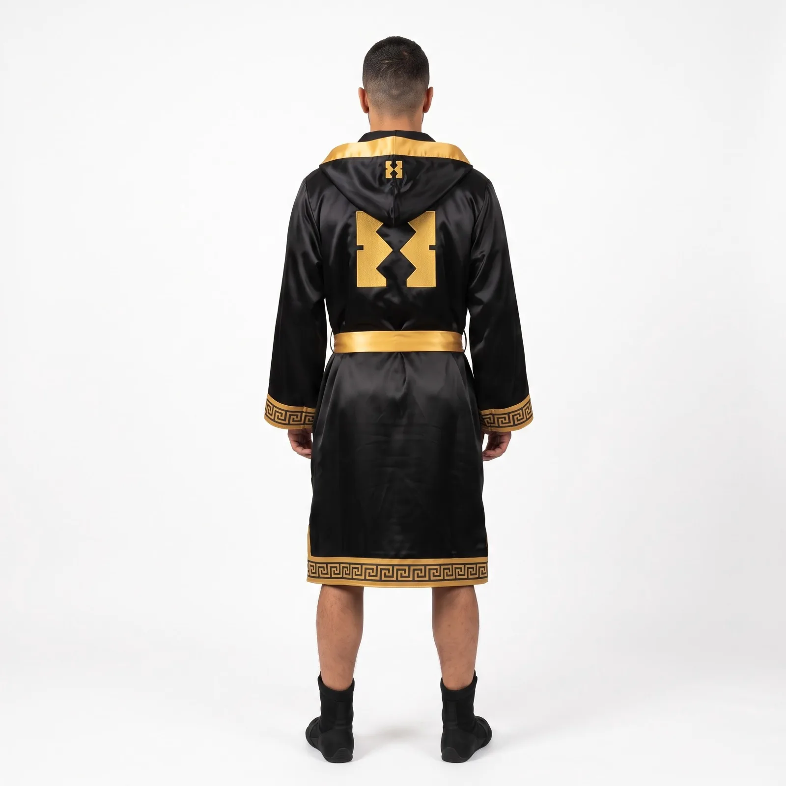 Custom Boxing Fight Kit Polyester Sublimated Hooded Embroidered Custom Logo OEM Wholesale — back view