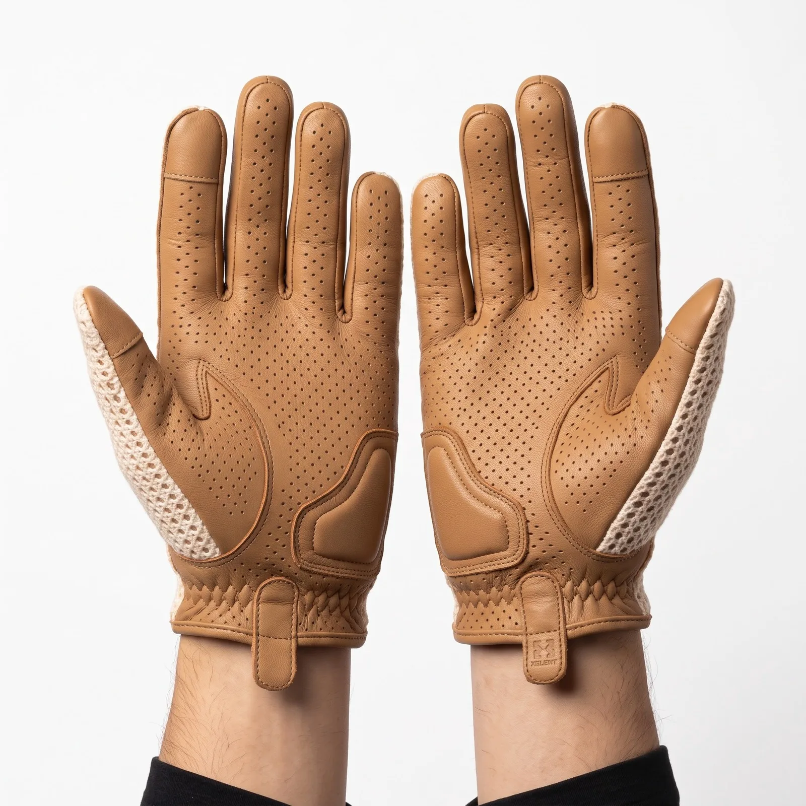 Retro Leather Cycling Gloves Goatskin Leather Custom Logo OEM Wholesale — back view