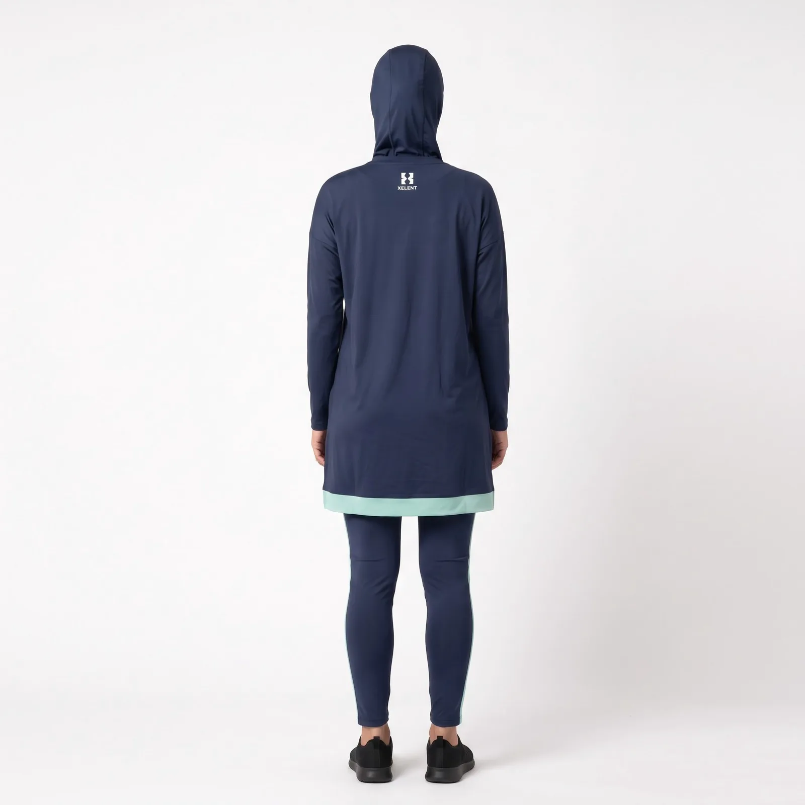 Modest Swim-Sport Set with Hijab Polyester Spandex Custom Logo OEM Wholesale — back view