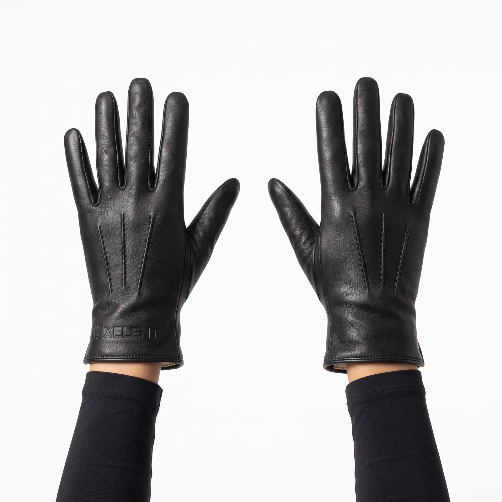 Silk-Lined Lambskin Dress Gloves Lambskin Leather Lined Custom Logo OEM Wholesale — back view