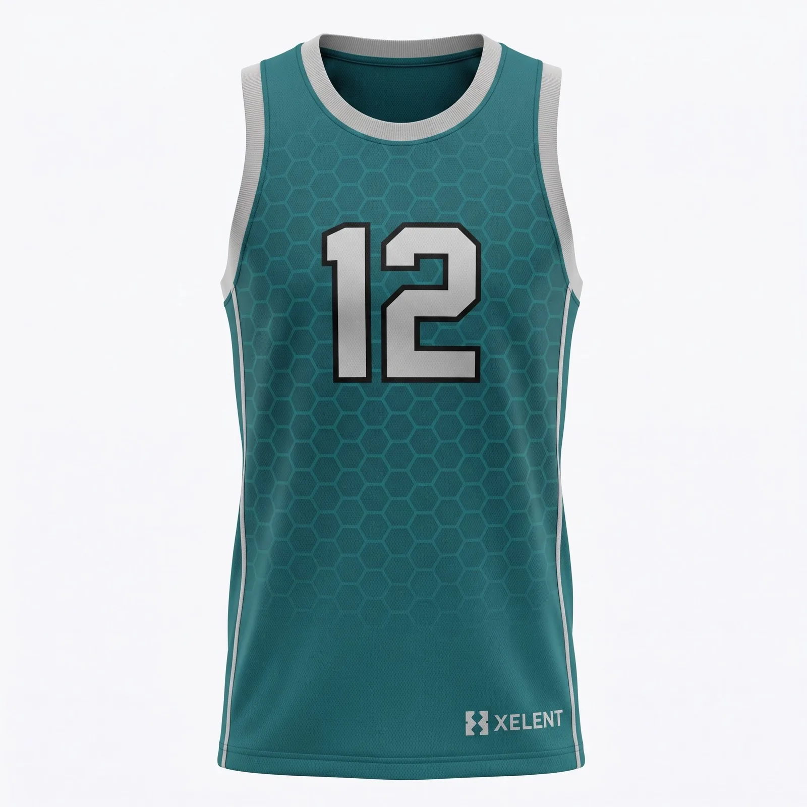 Custom Sublimated Basketball Jersey Honeycomb Pattern Fan Swingman Style Tank OEM — front view