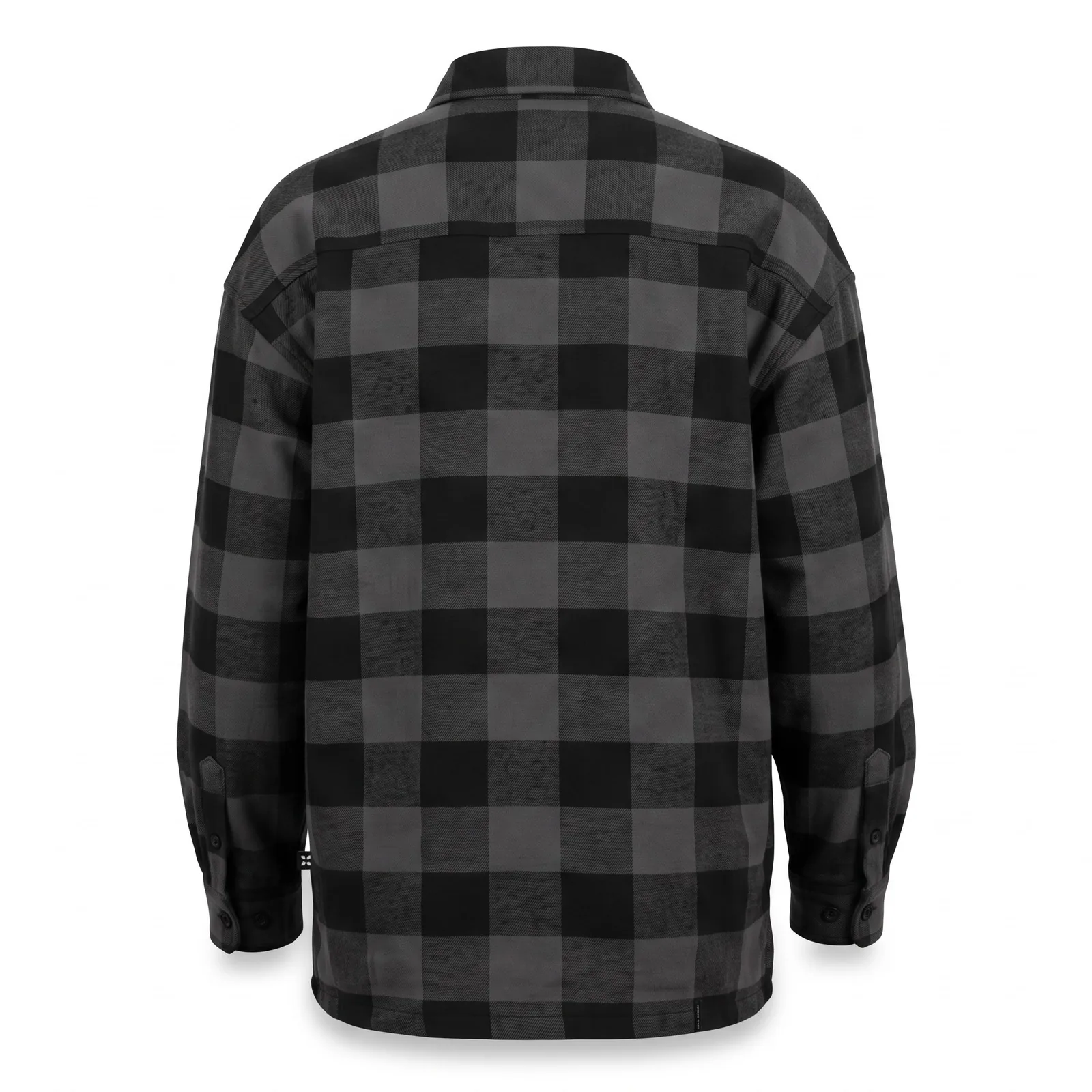 Custom Heavyweight Flannel Shirt 300 GSM Buffalo Plaid Brushed Cotton Oversized Embroidered OEM Wholesale — back view
