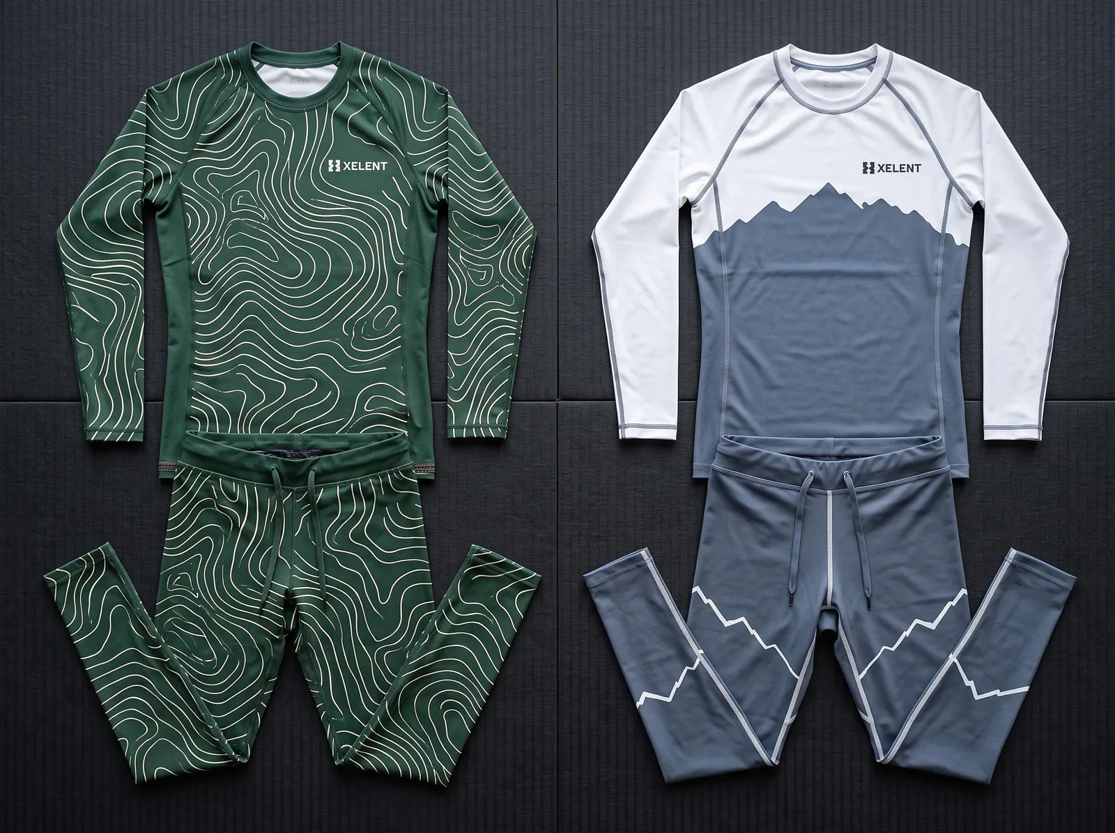 Mountain No Gi Set, Sublimated BJJ Rashguard and Spats, Custom OEM Grappling Wholesale — front view