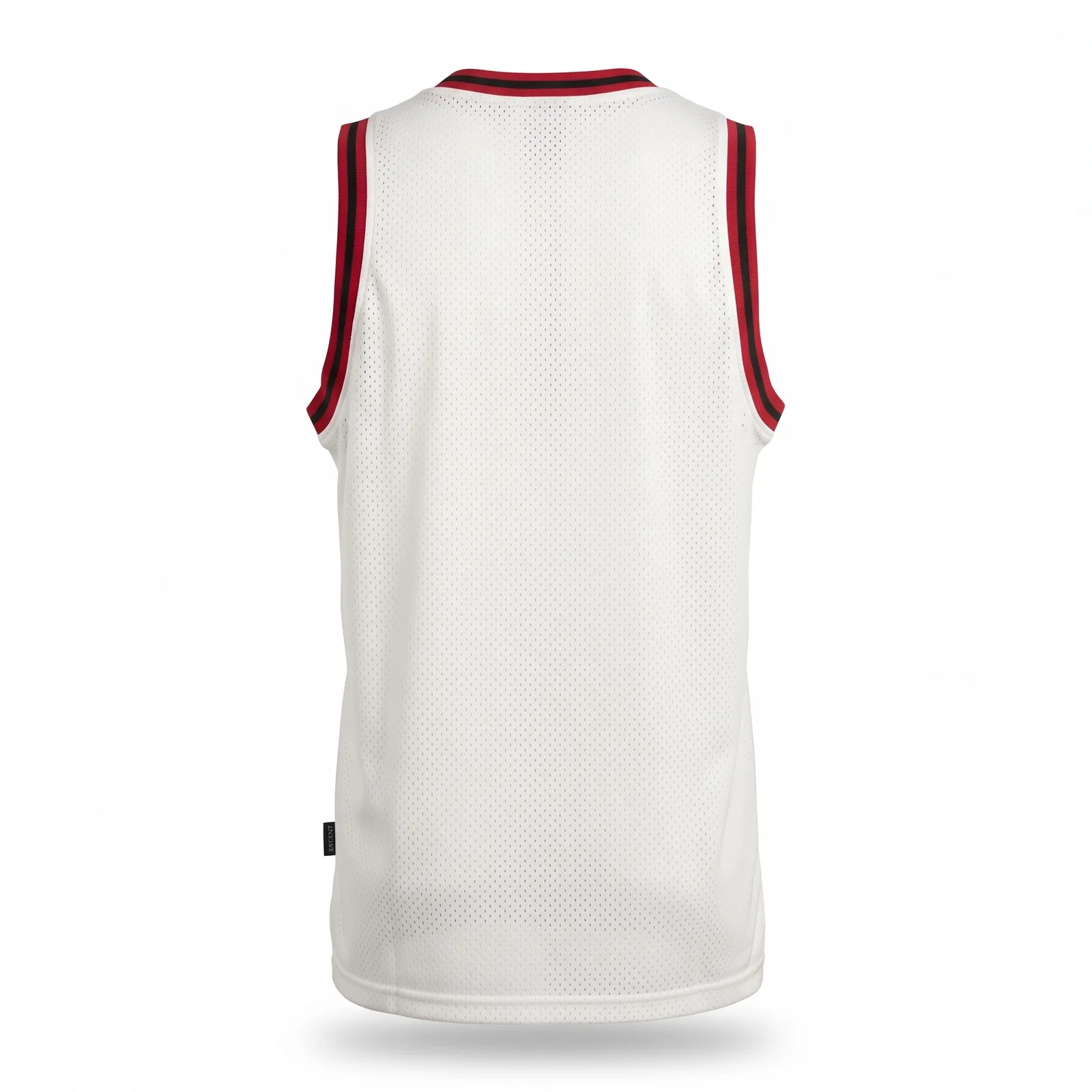 Custom Oversized Sleeveless Jersey Eyelet Mesh Striped Binding Embroidered Basketball Fashion Jersey OEM Wholesale — back view