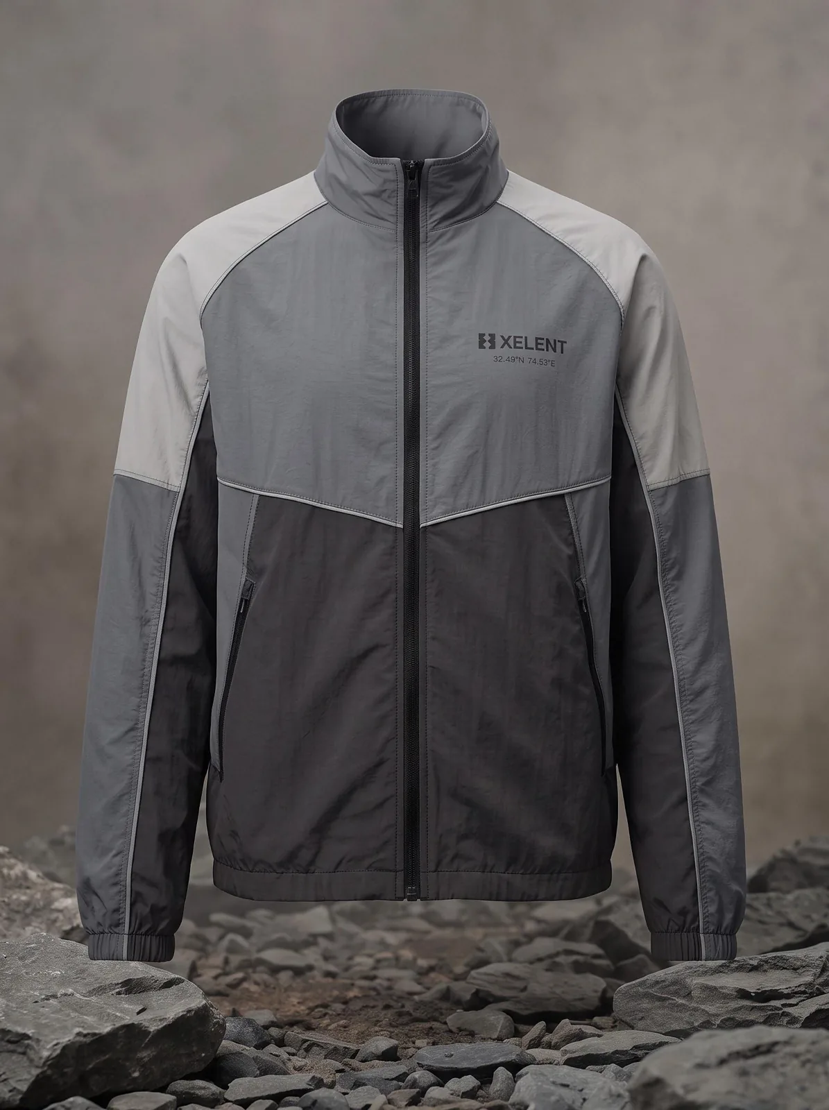 Slate Grey Gorpcore Jacket, Custom OEM Oversized Nylon Jacket, Unisex Streetwear Manufacturer — back view