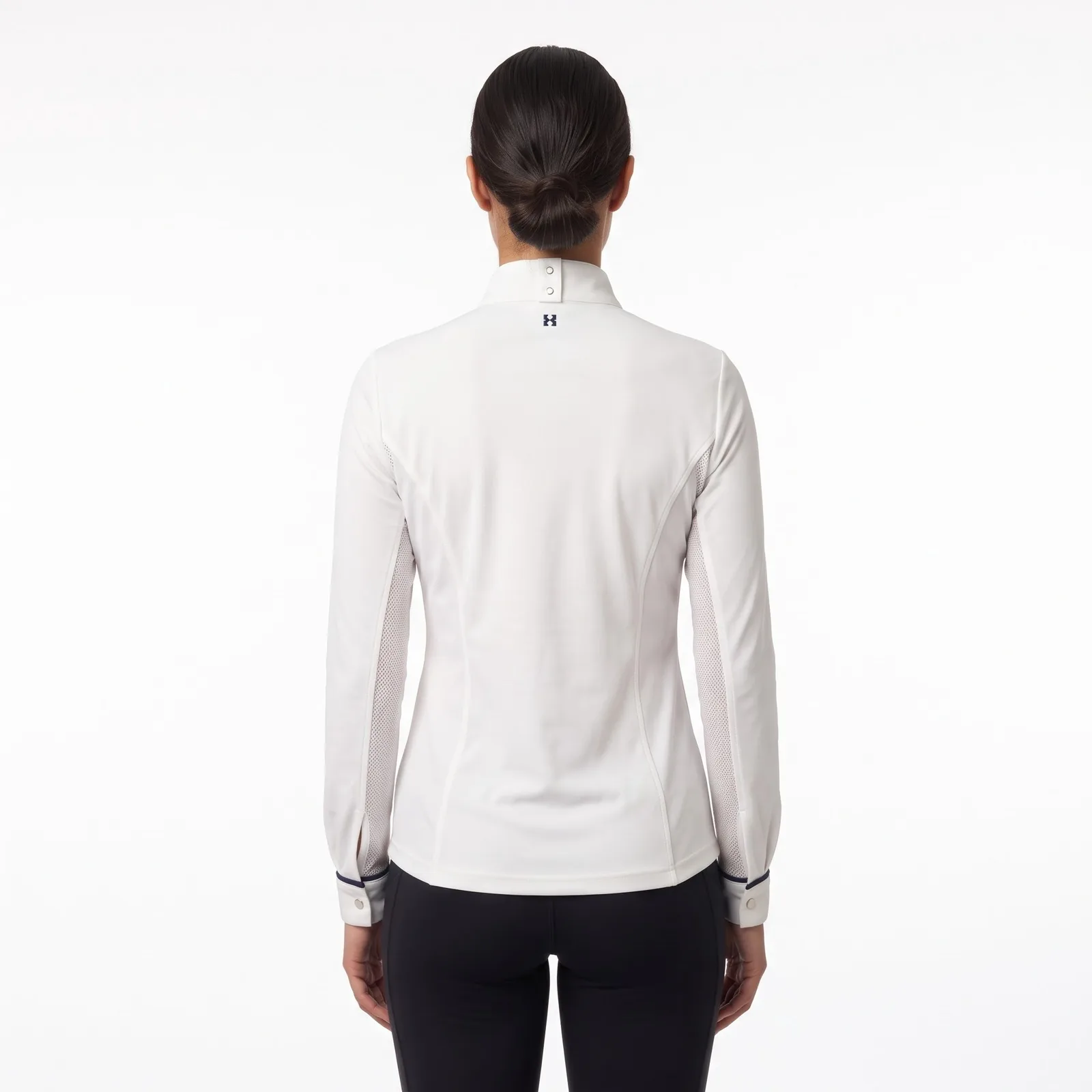 Equestrian Show Shirt Polyester Spandex Zip Embroidered Stretch Custom Logo OEM Wholesale — back view