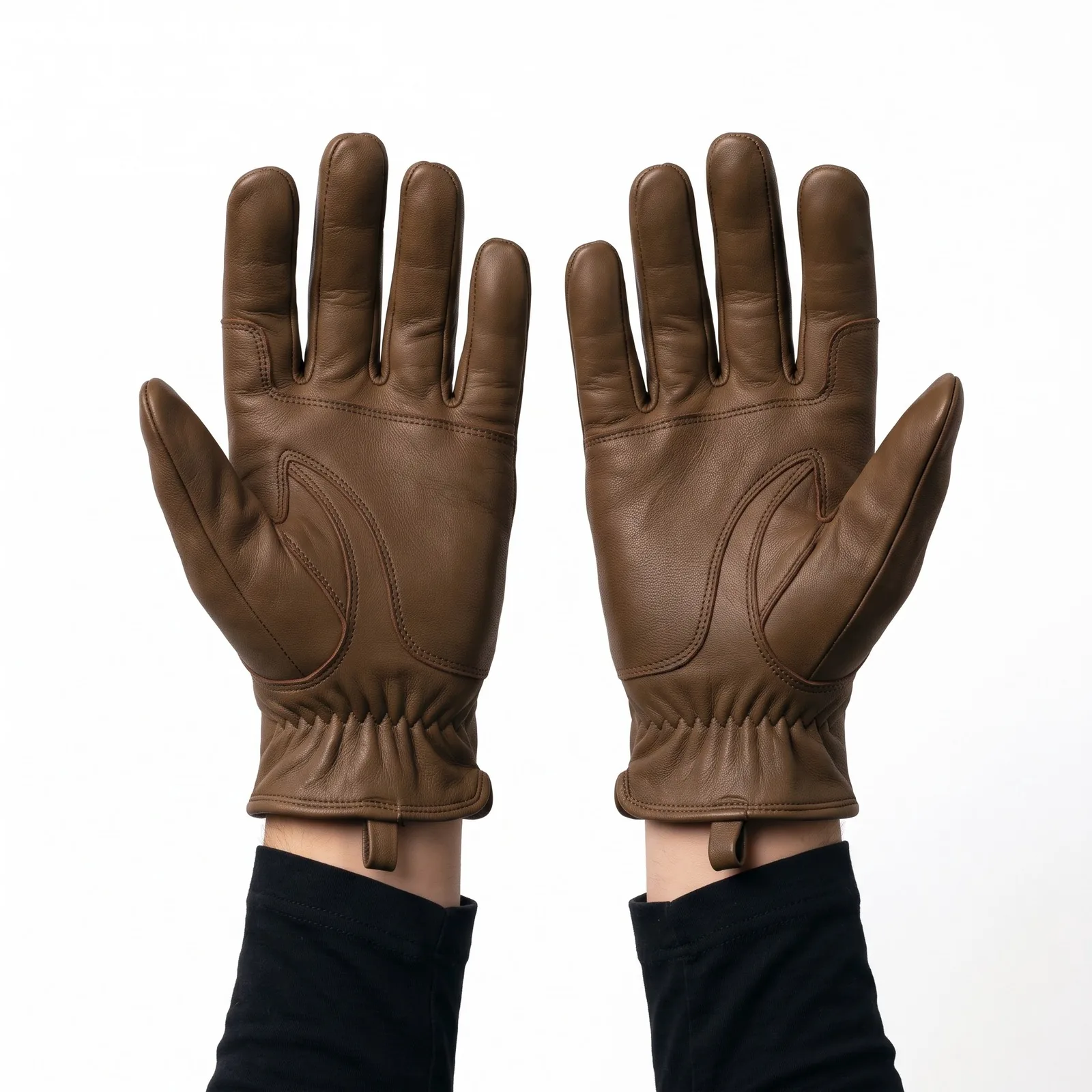 Deerskin Shooting Gloves with Fold-Back Trigger Finger Deerskin Leather Custom Logo OEM Wholesale — back view