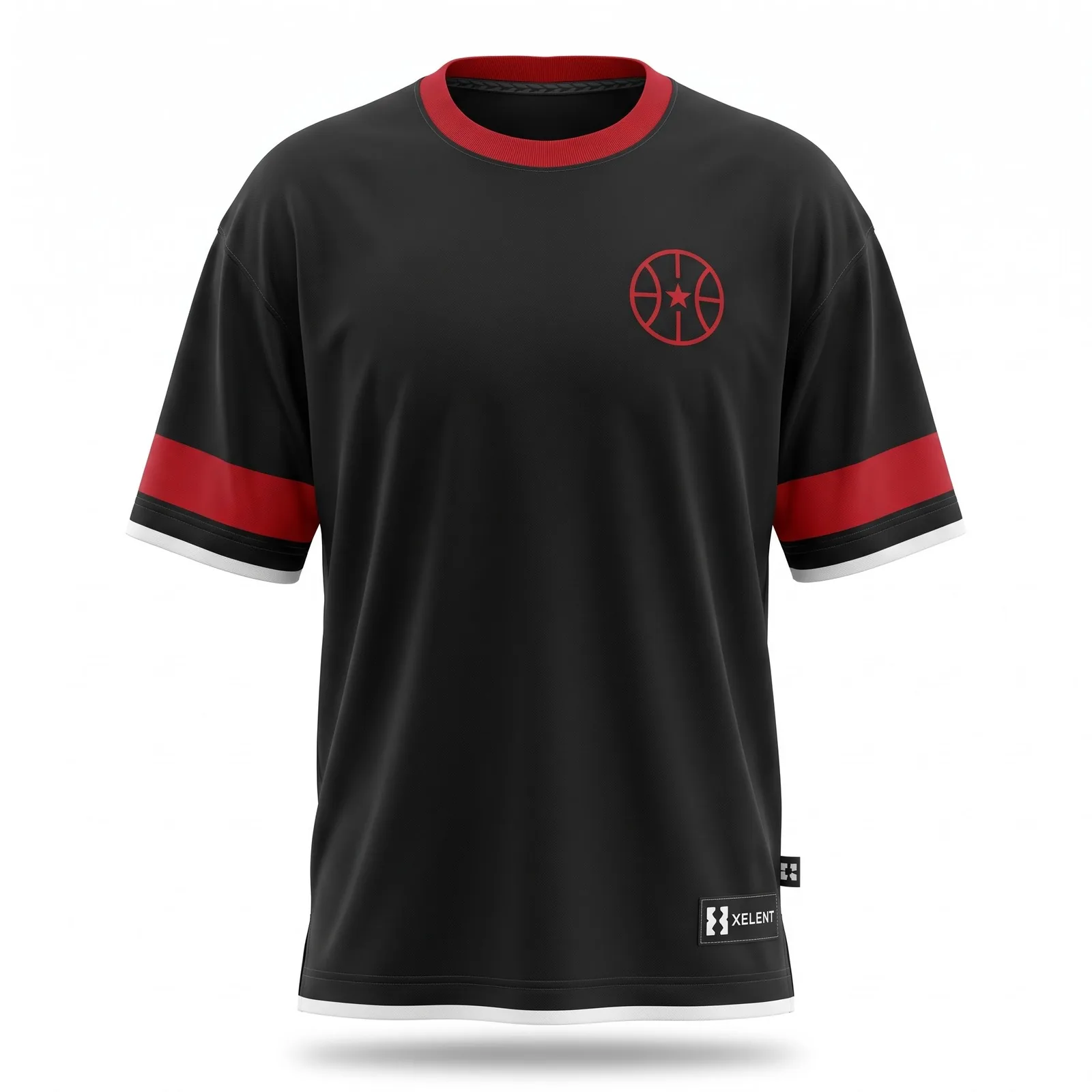 Custom Shooting Shirt Polyester Basketball Warm Up Tee Sleeve Band Heat Transfer Emblem OEM Wholesale — front view