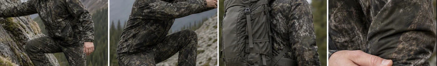 Hunting garments evaluated for range of motion and equipment compatibility