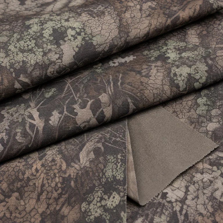 Camouflage repeat and strike-off sample on technical fabric