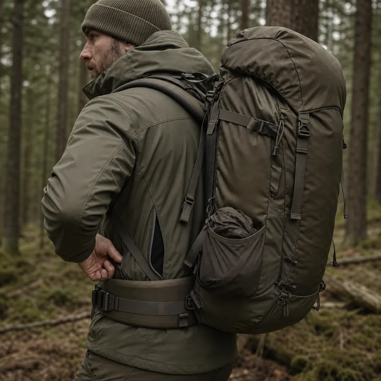 Technical apparel and backpack interface under carried load