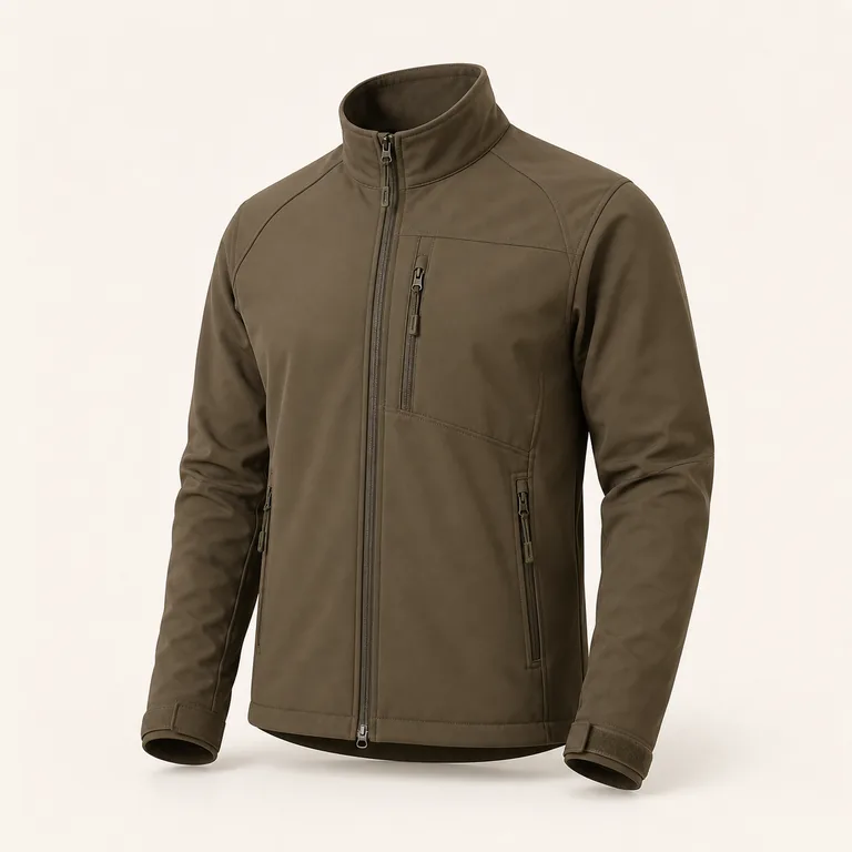 Olive technical hunting softshell jacket