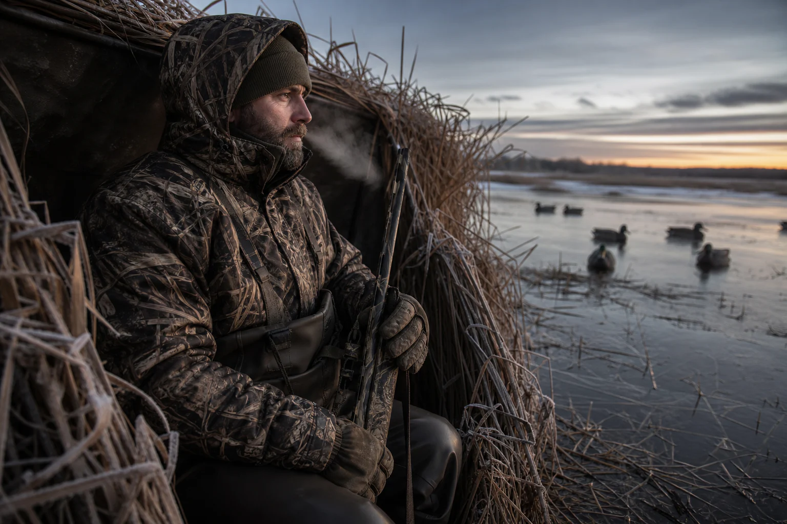 Insulated waterfowl apparel reviewed for a cold marsh blind sit
