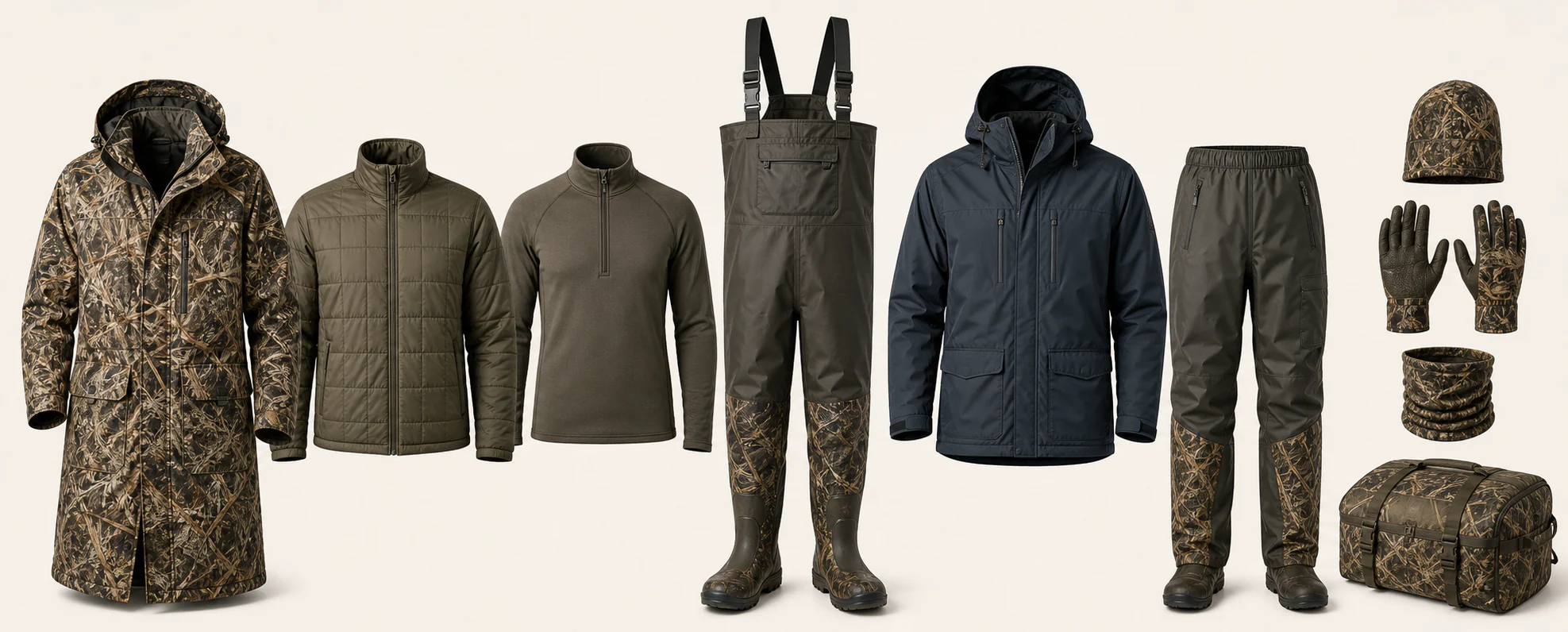Coordinated waterfowl hunting apparel system