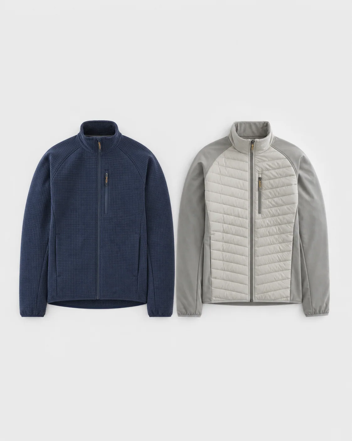 Generated product study of technical fleece and hybrid insulated midlayers