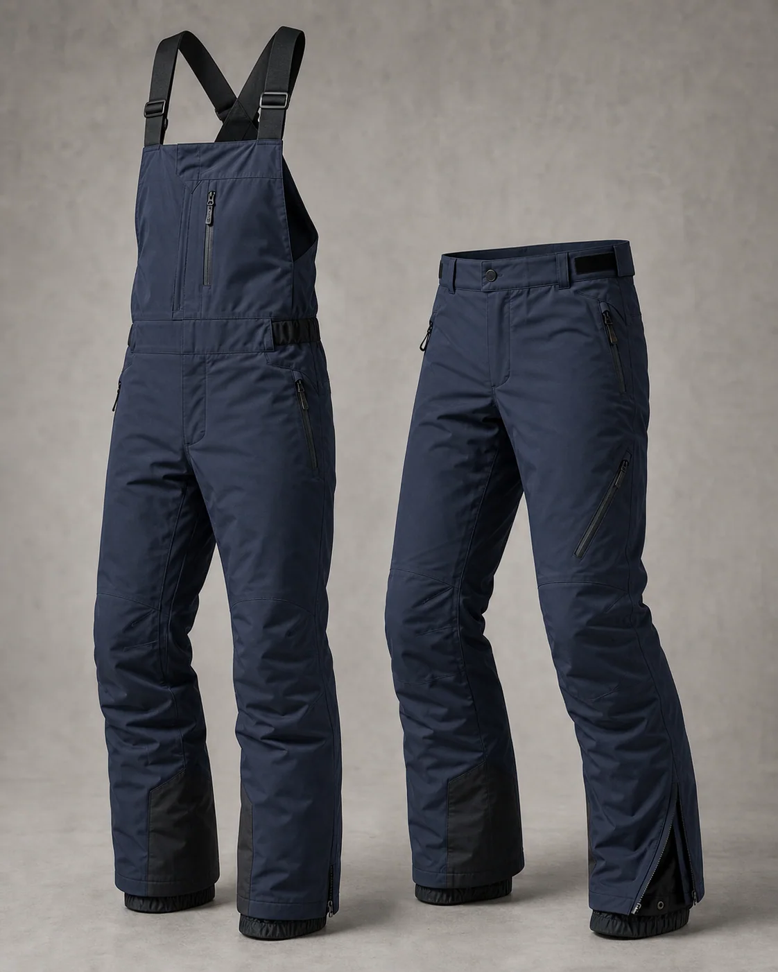 Generated product study of unbranded technical ski pants and bib