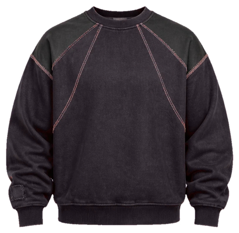 Oversized washed crewneck sweatshirt development direction