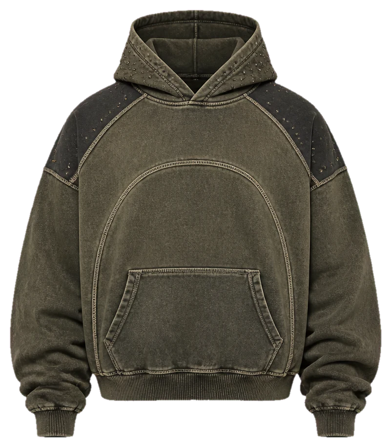 Heavyweight mineral-wash pullover hoodie development direction
