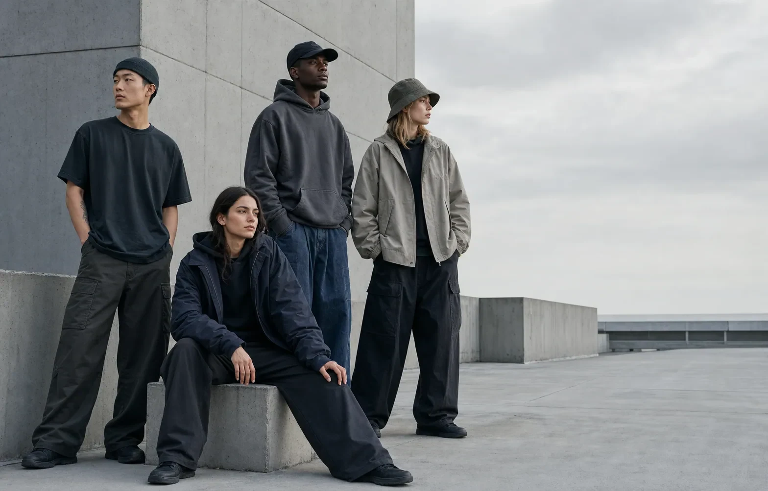 Representative direction for a coordinated dark streetwear collection