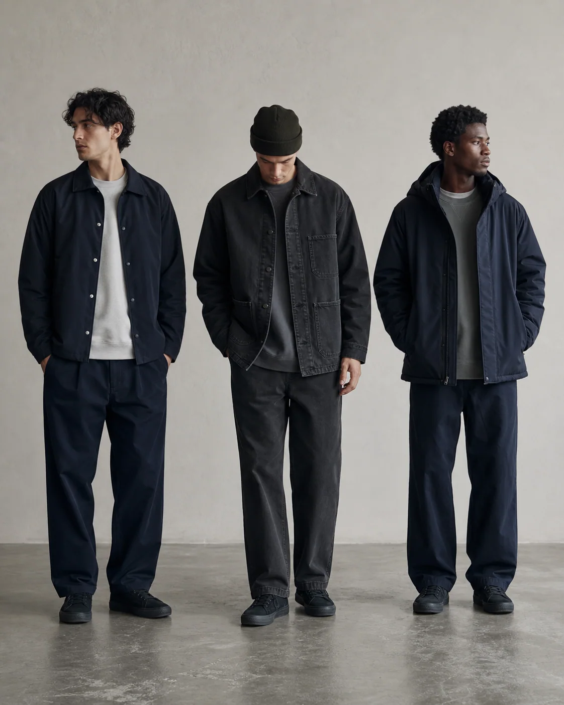 Generated editorial concept of unbranded streetwear jackets and outerwear