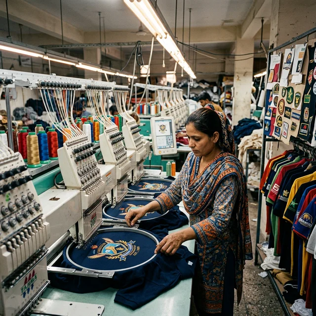 Custom Embroidery & Private Label Branding - Sialkot Sample Masters Pakistan Factory