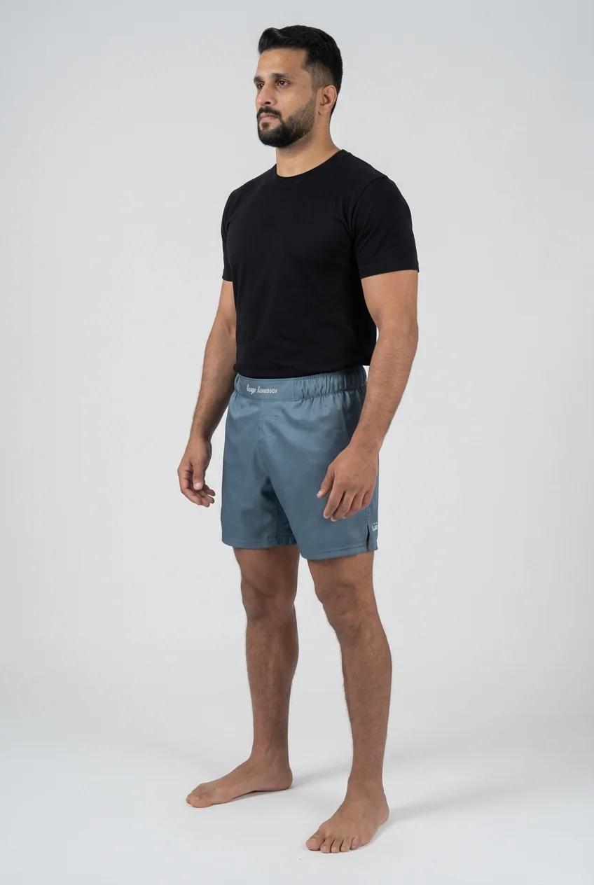 Premium No-Gi Grappling MMA Shorts with Side Stripes manufacturing detail 3
