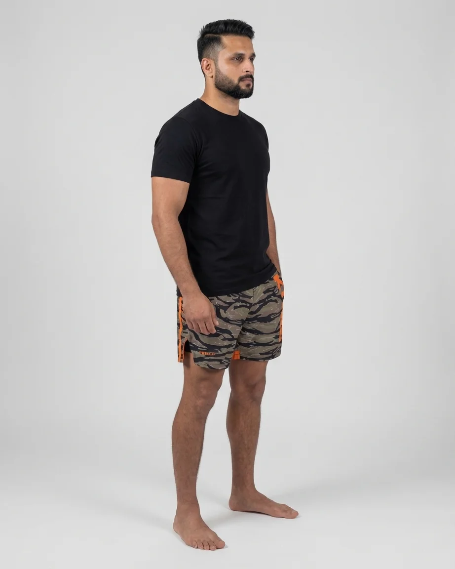 Premium Tiger Stripe Camo MMA Grappling Shorts - Custom Wholesale manufacturing detail 3