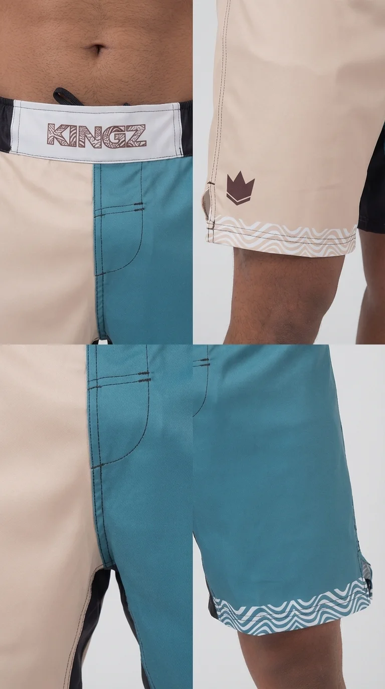 Custom Two-Tone No-Gi Grappling MMA Shorts manufacturing detail 5