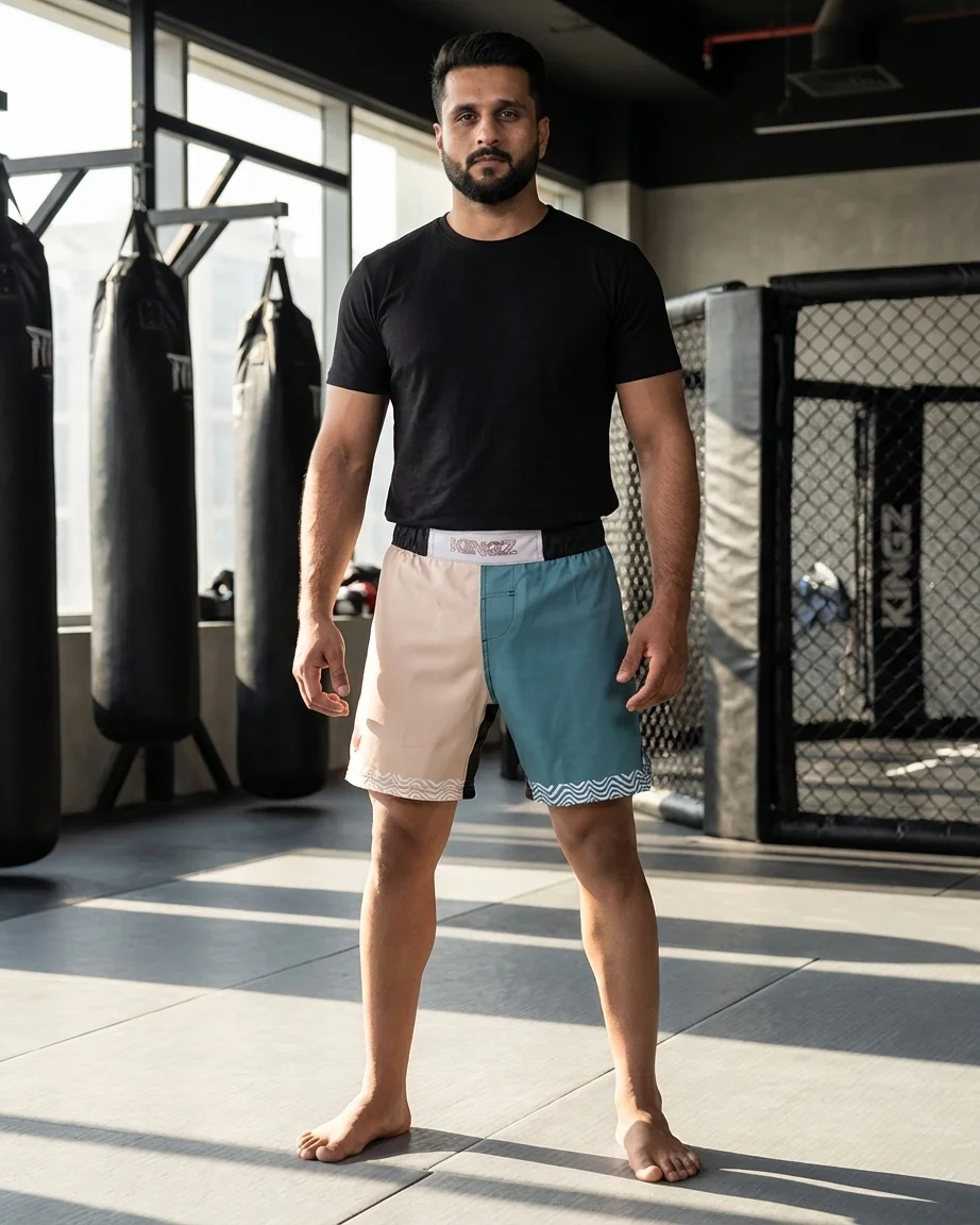 Custom Two-Tone No-Gi Grappling MMA Shorts manufacturing detail 6