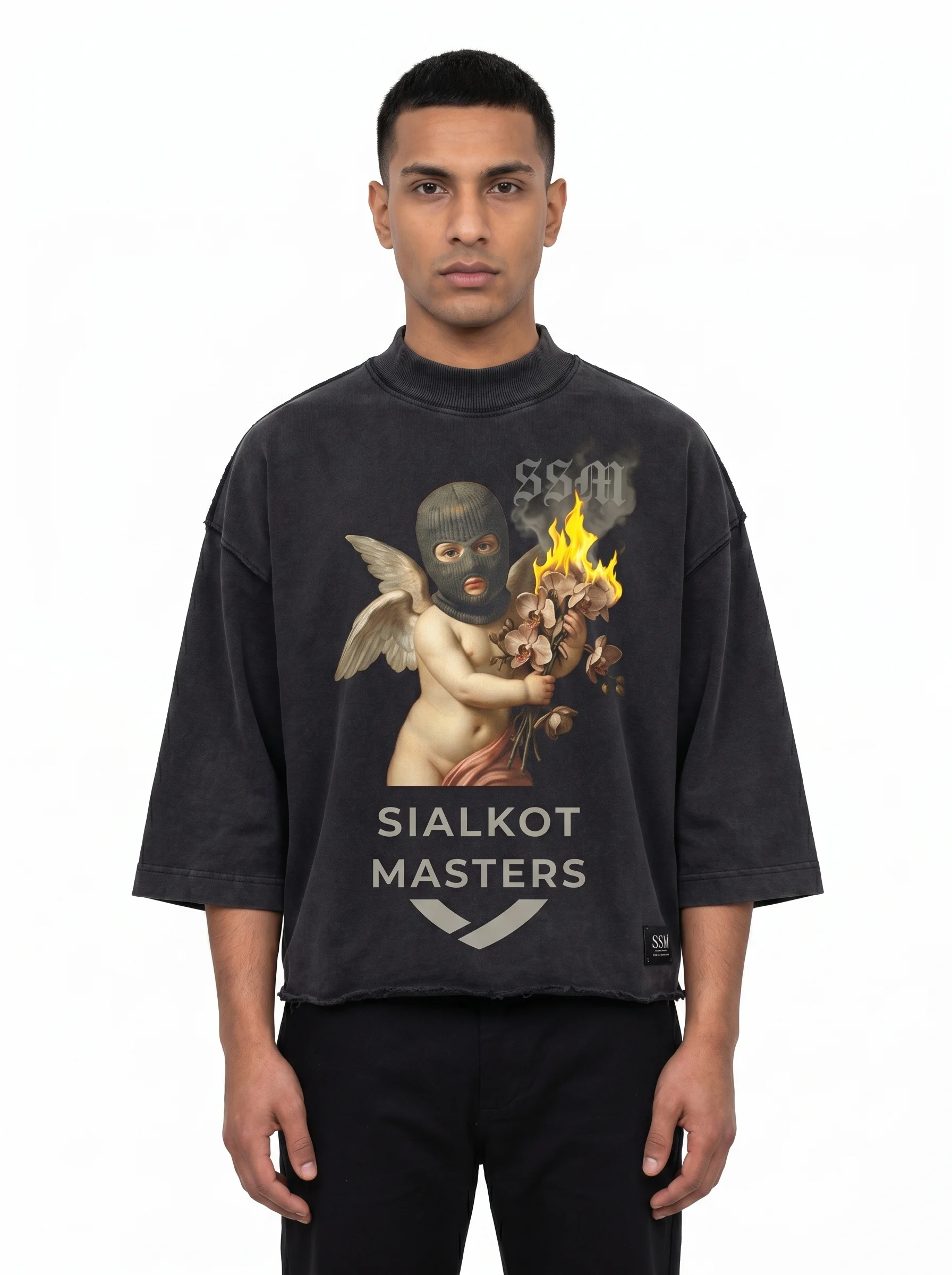 OEM Custom 380GSM Ultra Heavyweight Boxy Cropped T Shirt Acid Wash Vintage DTG Puff Print Graphic Streetwear Mens Tee Ayzelify - Custom Apparel Manufacturer Sialkot Pakistan