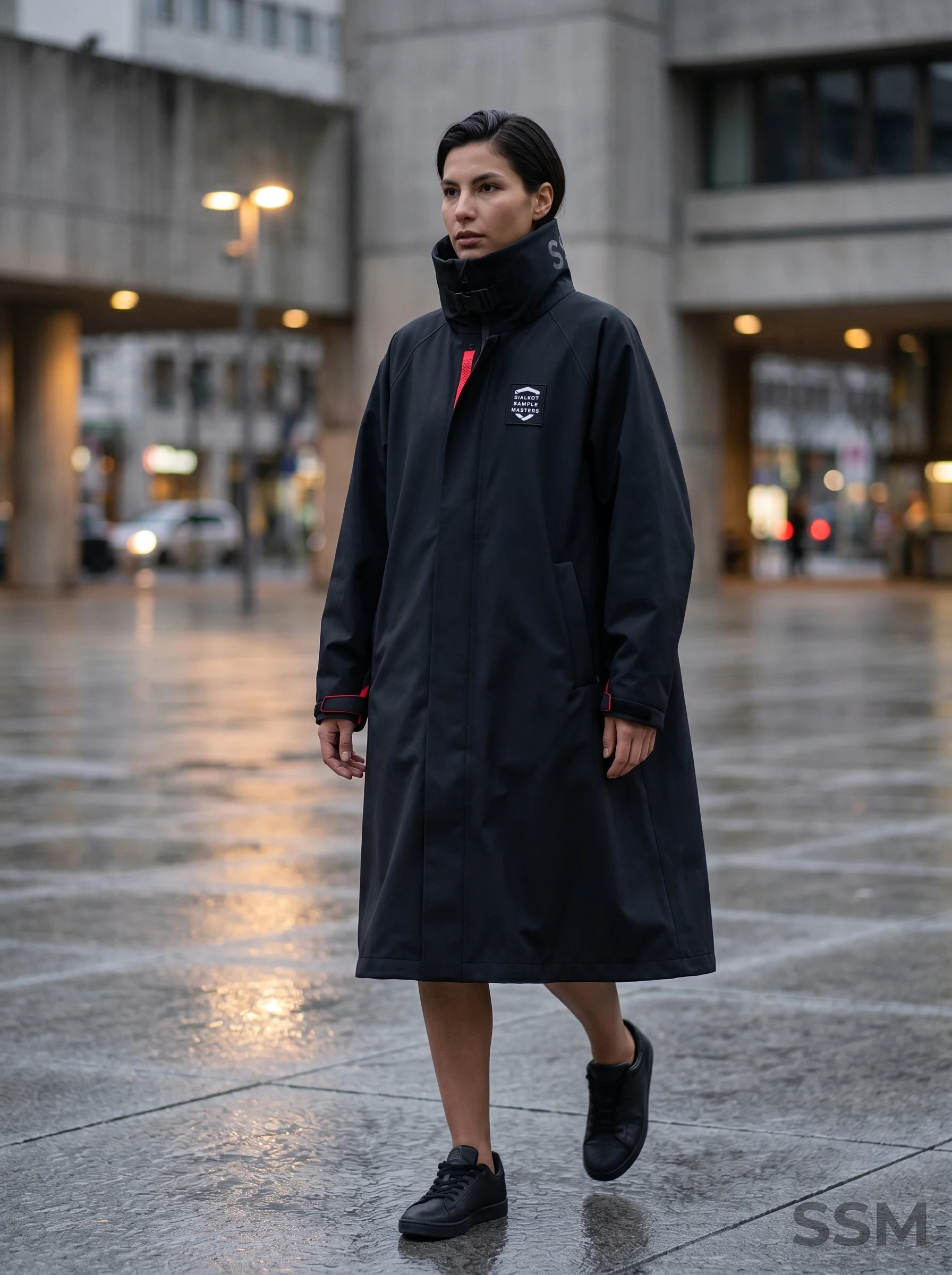 Custom Techwear Long Trench Coat 3-Layer Waterproof Membrane Oversized Welded Seam Hardshell Jacket Avant-Garde Outerwear OEM manufacturing detail 5
