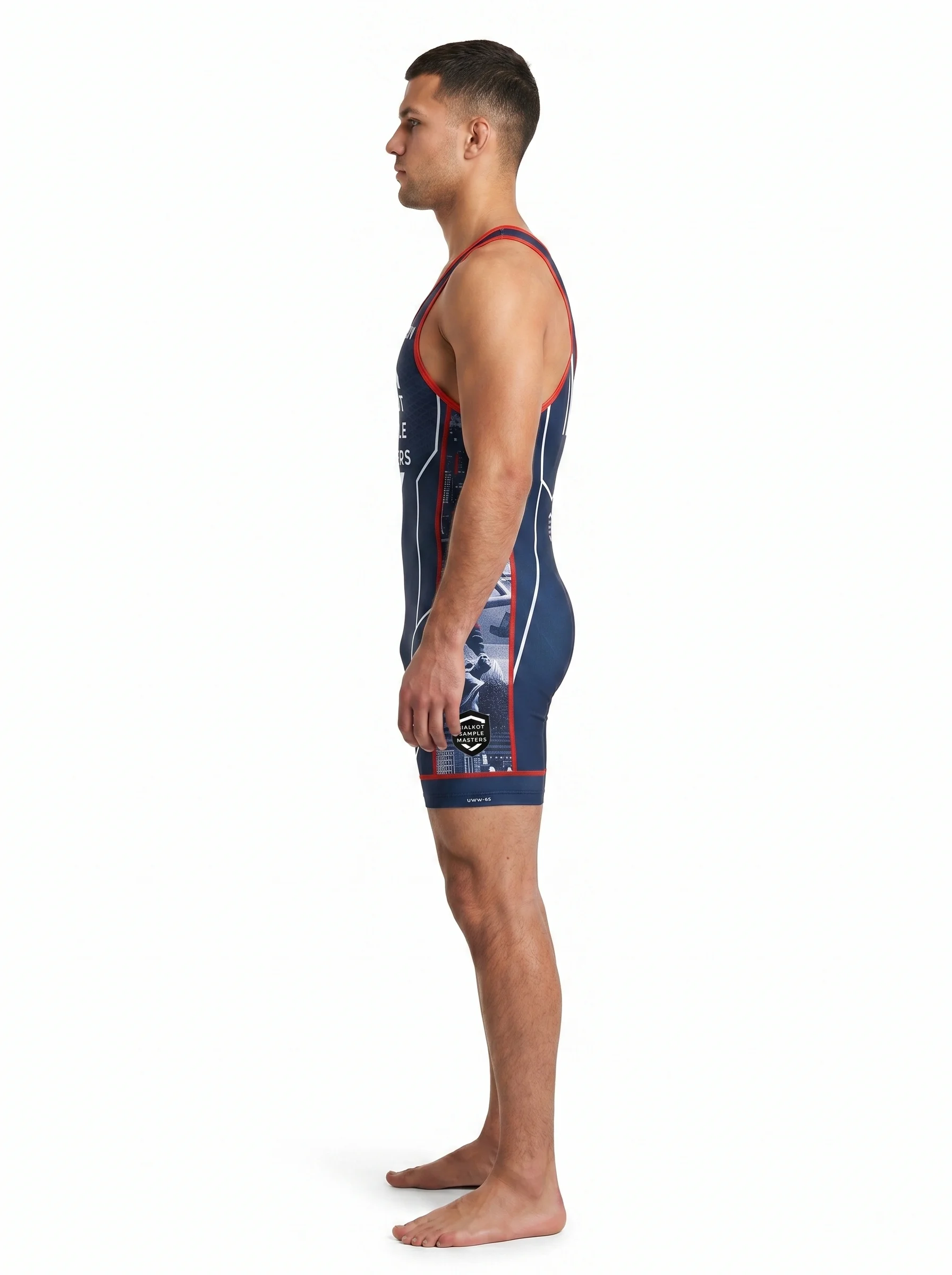 SSM Custom Greco-Roman Tech Wrestling Singlet 240GSM Nylon Spandex Compression Uniform Men's Cyberpunk BJJ Gear OEM manufacturing detail 3