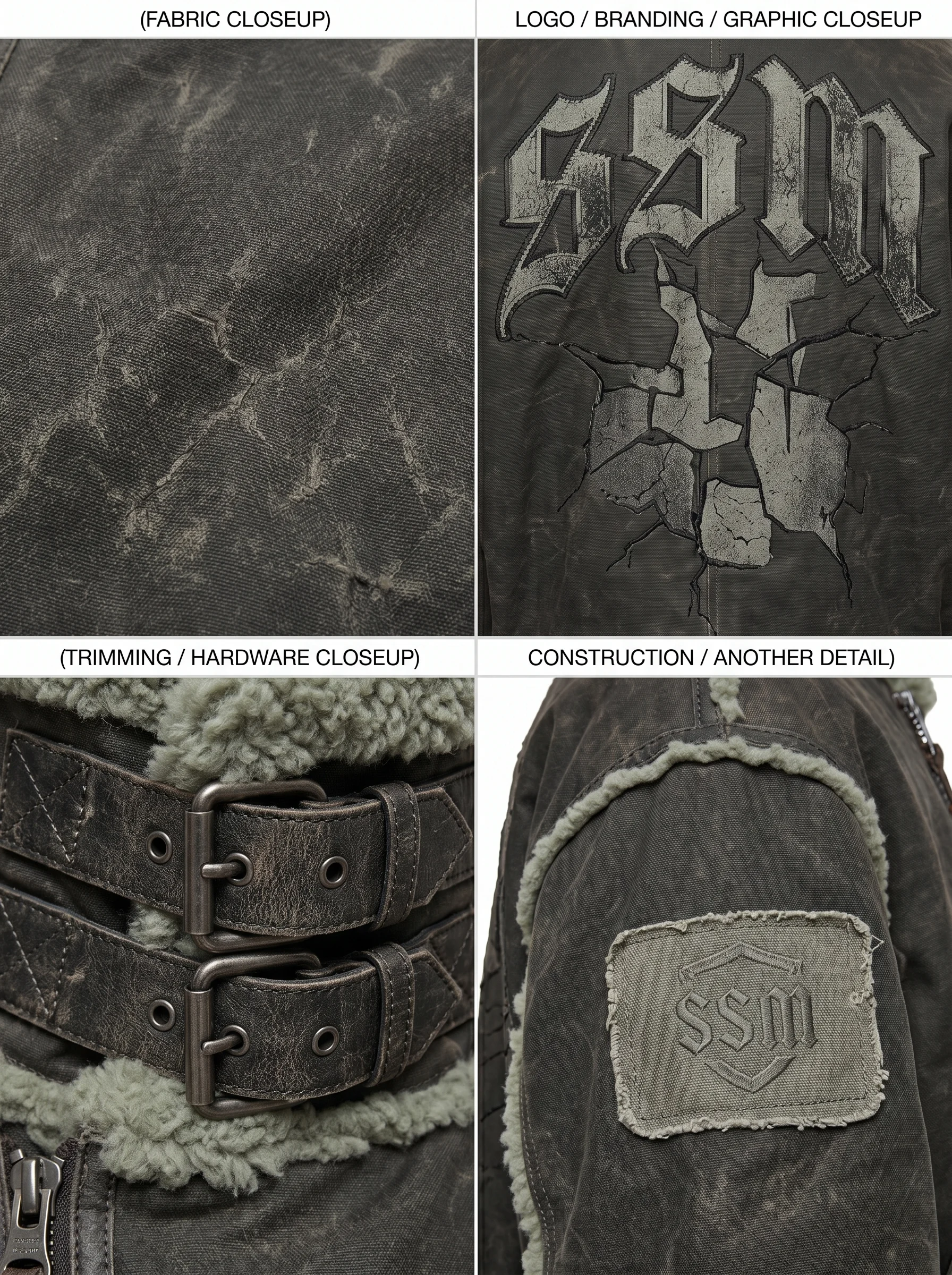 Custom OEM Brutalist B-3 Aviator Shearling Jacket Heavyweight Waxed Canvas Crop Drop Shoulder Streetwear Men Ayzelify manufacturing detail 4